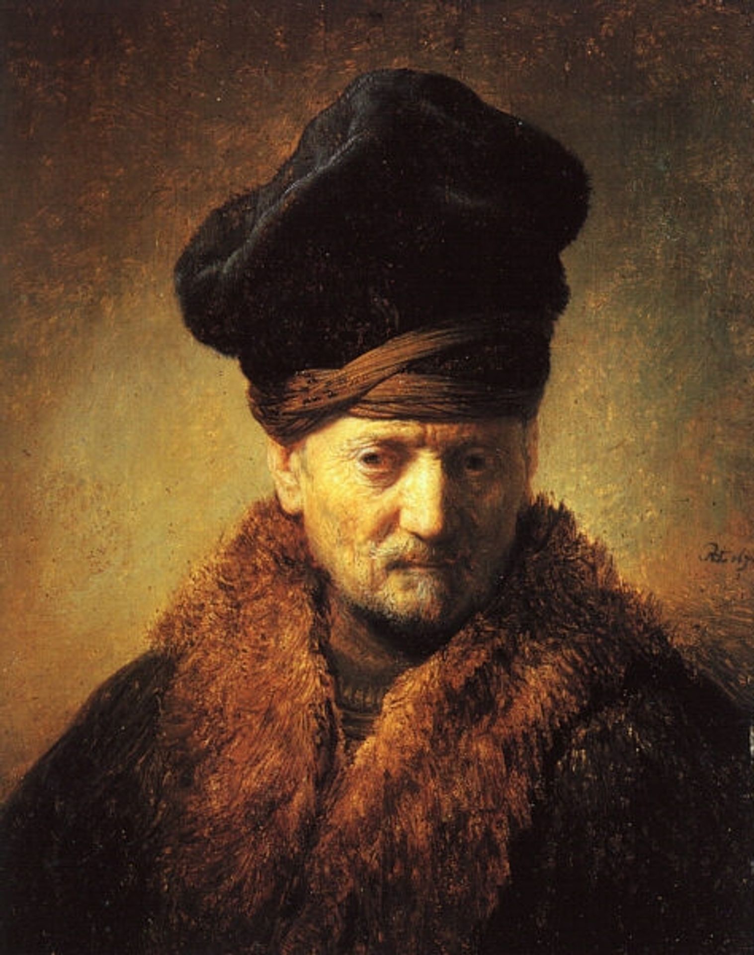 Bust of an Old Man in a Fur Cap by Rembrandt van Rijn
