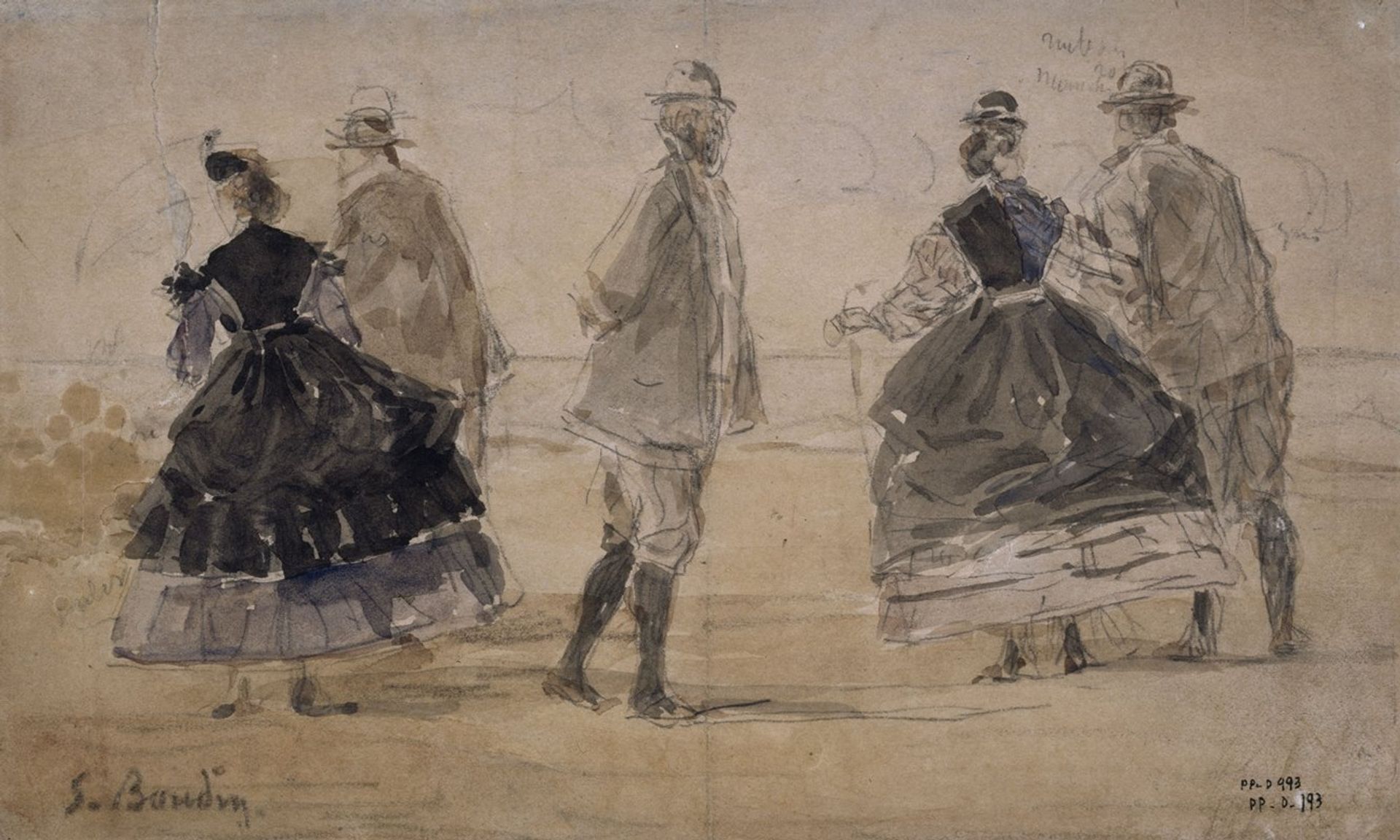 Groupe au bord de la mer by Eugène Boudin