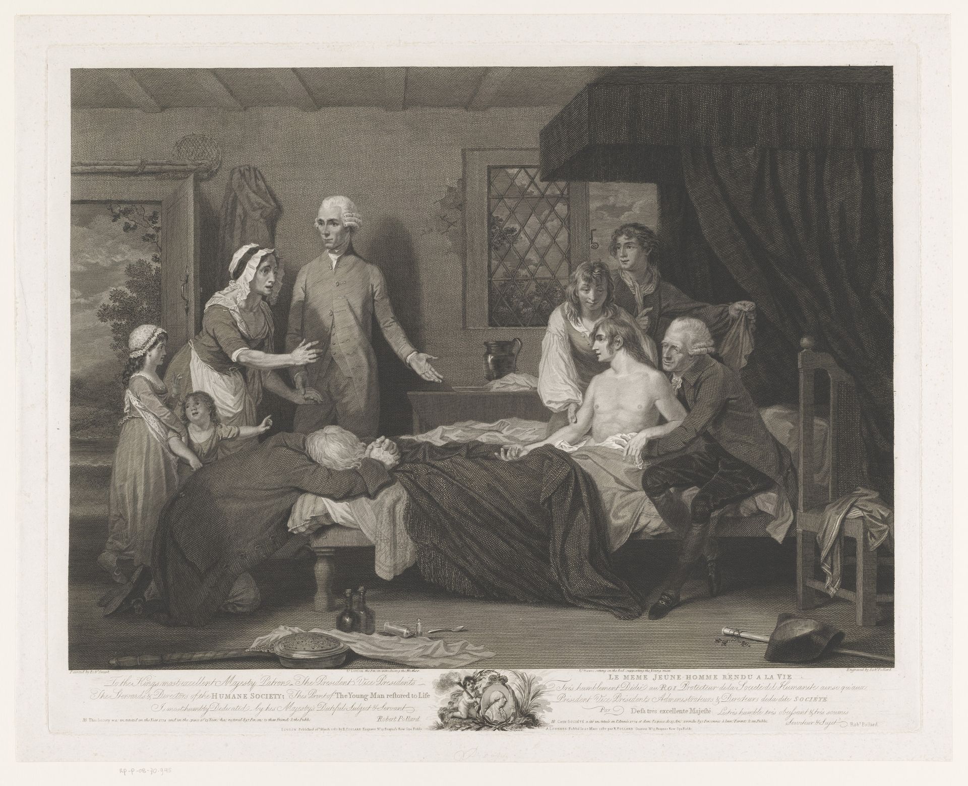 Drenkeling komt bij kennis in zijn bed by Robert (I) Pollard