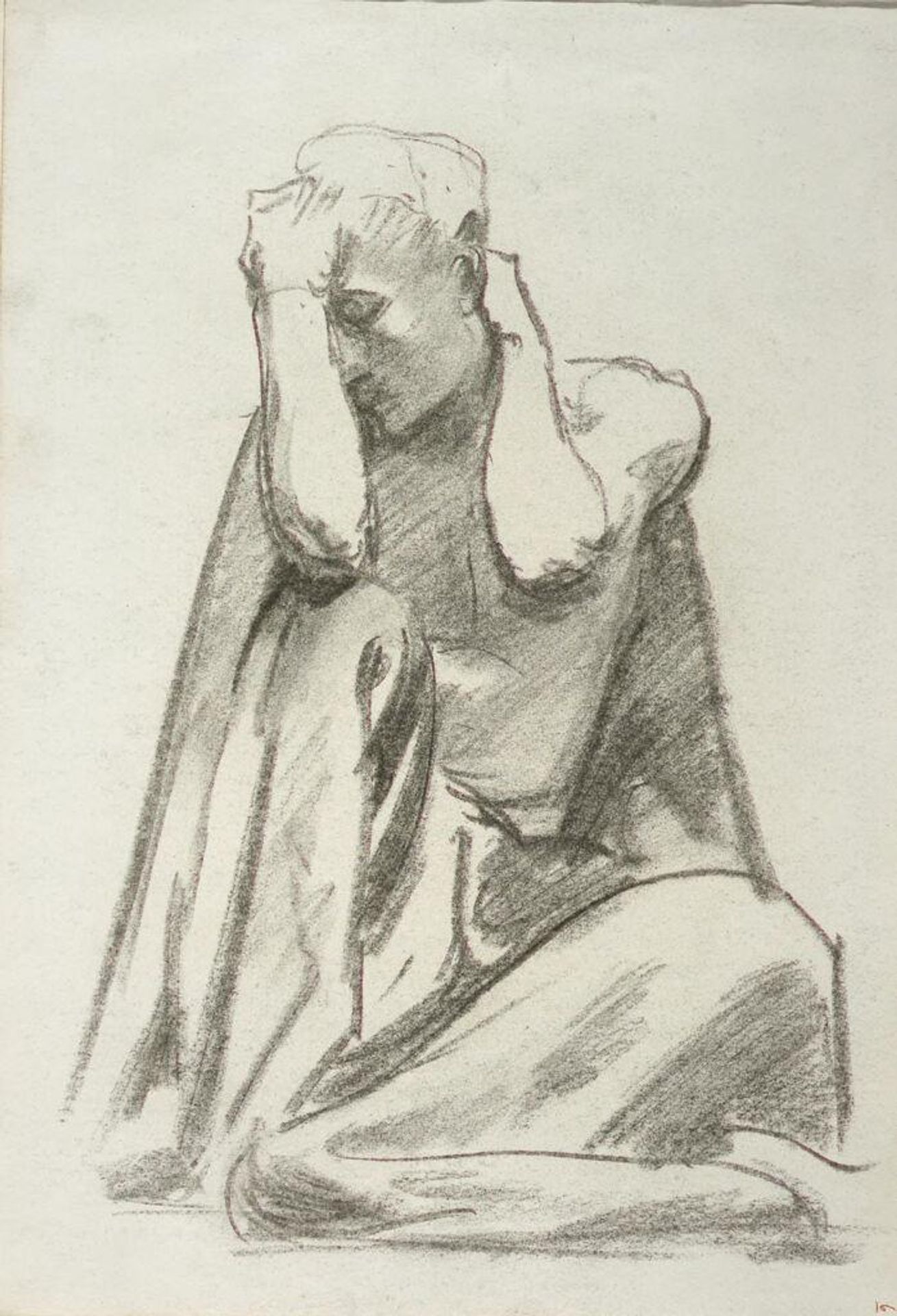 Study for the Prophet Obadiah, Boston Public Library; verso: blank page by John Singer Sargent