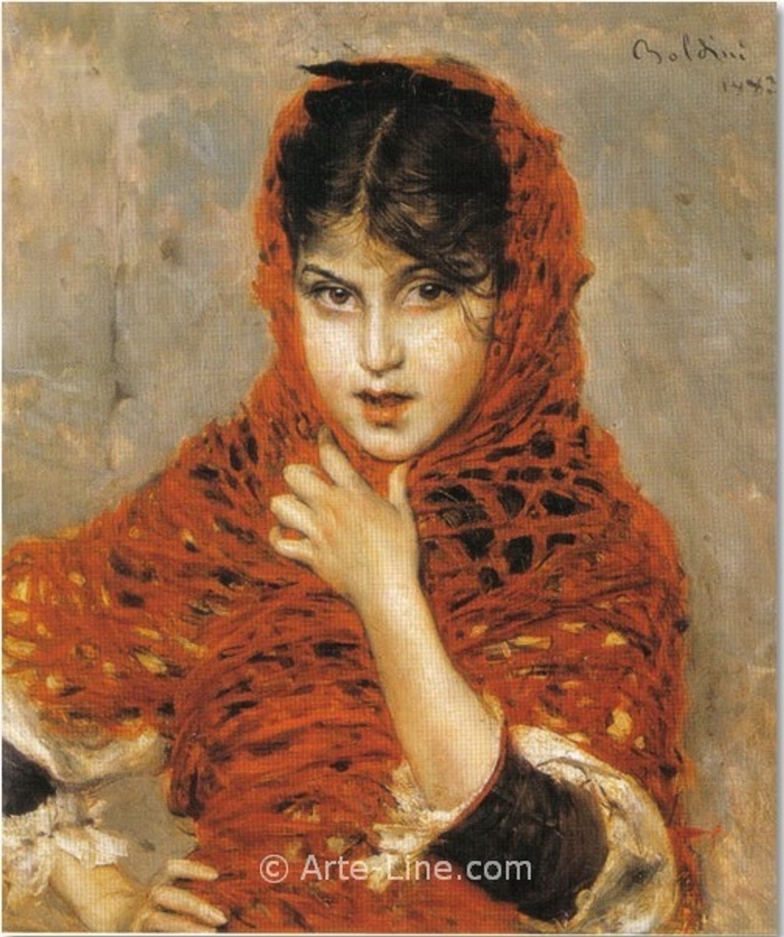 Girl with the red shawl by Giovanni Boldini