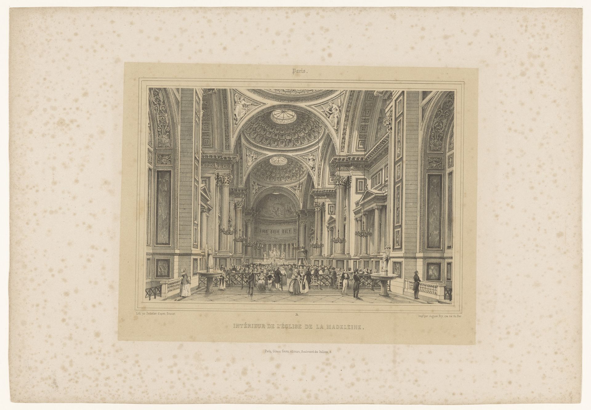 Interieur van de kerk La Madeleine by Charles-Claude Bachelier