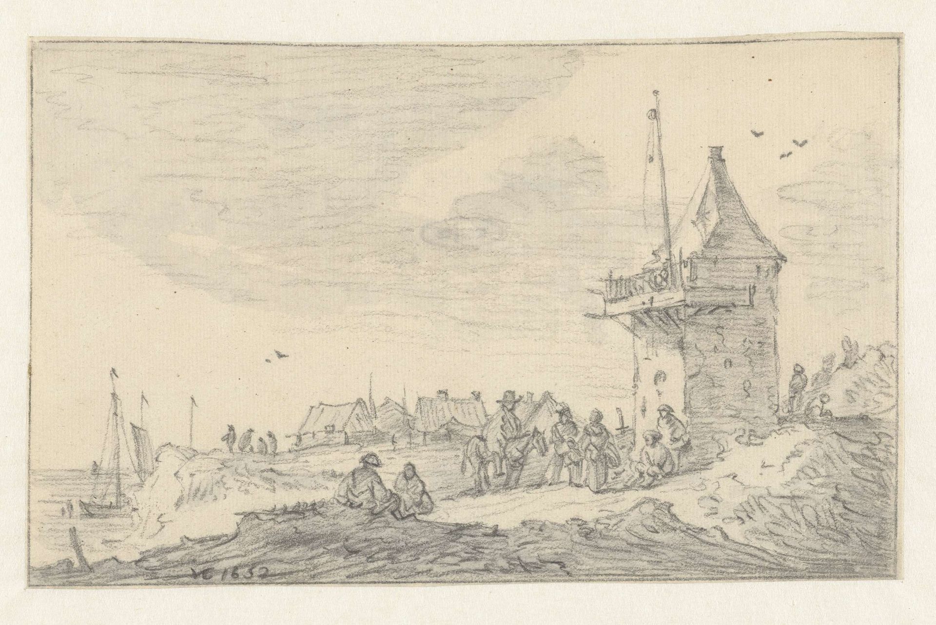 Vuurbaak op de duinen by Anonymous