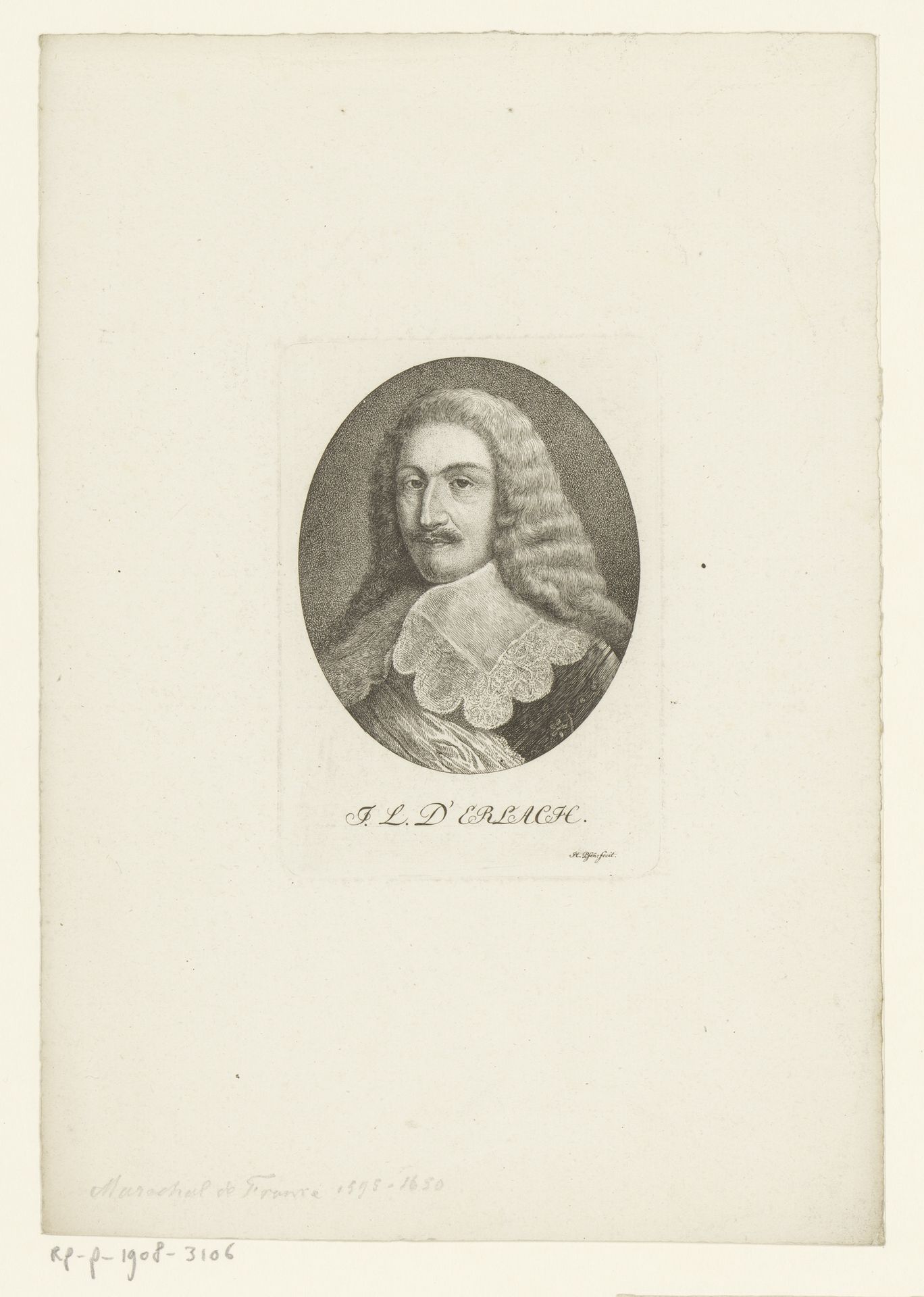 Portret van Johann Ludwig von Erlach by Heinrich Pfenninger