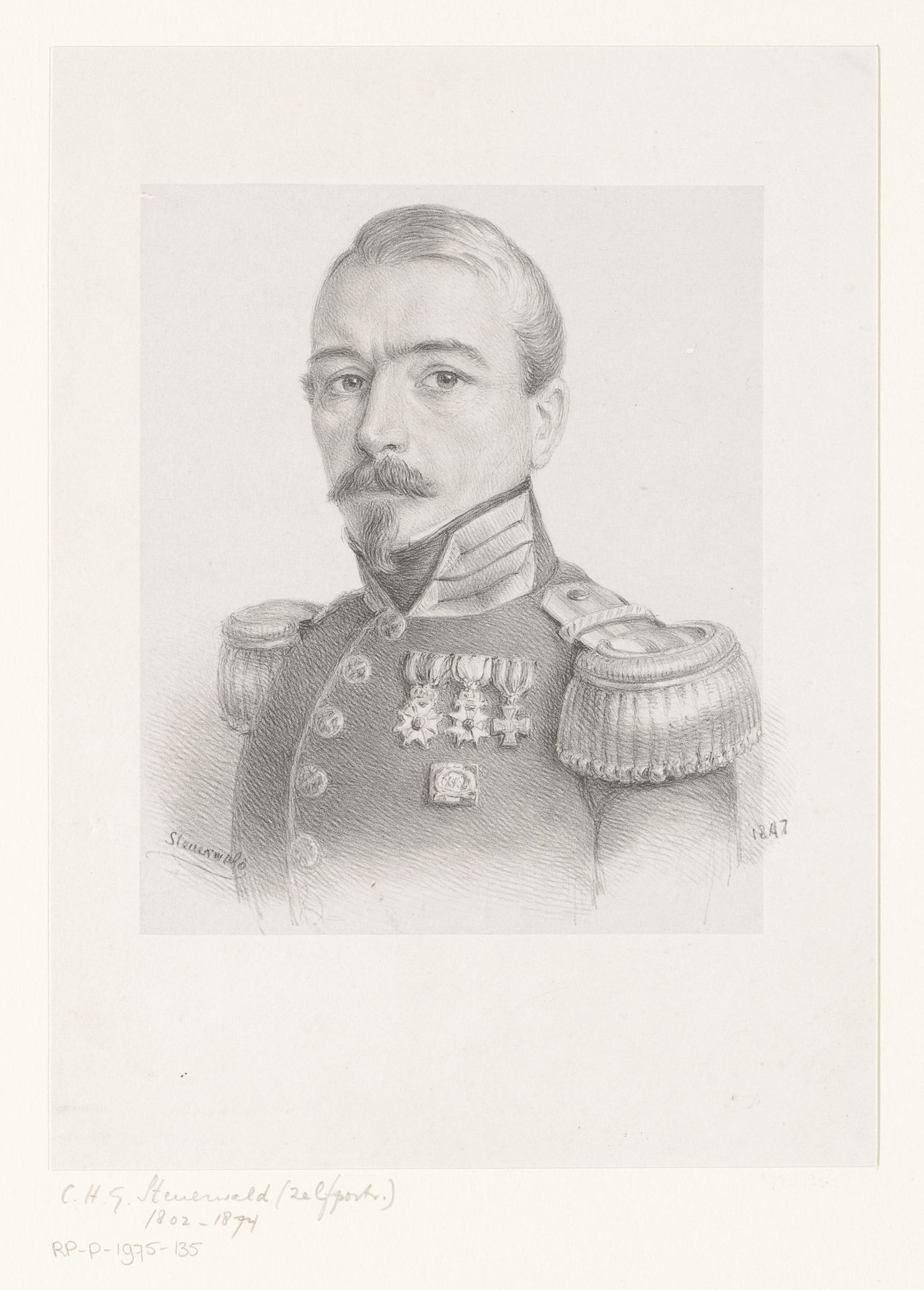 Zelfportret by Christian Heinrich Gottlieb Steuerwald