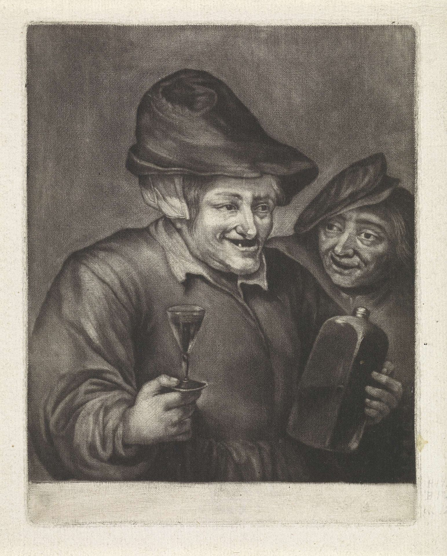 Oude man met een fles en een glas (variant A) by Jan van der Bruggen