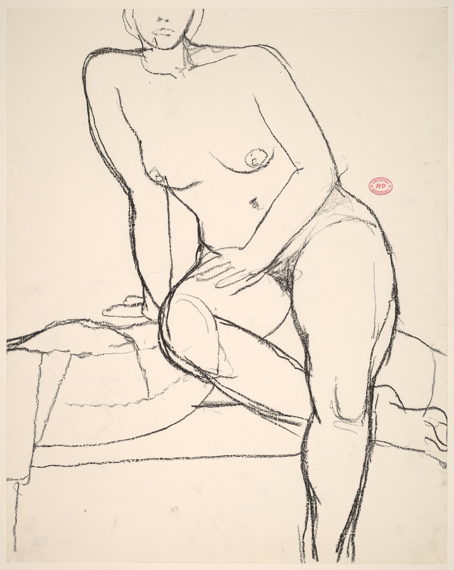 Untitled [seated nude leaning on her right arm] by Richard Diebenkorn