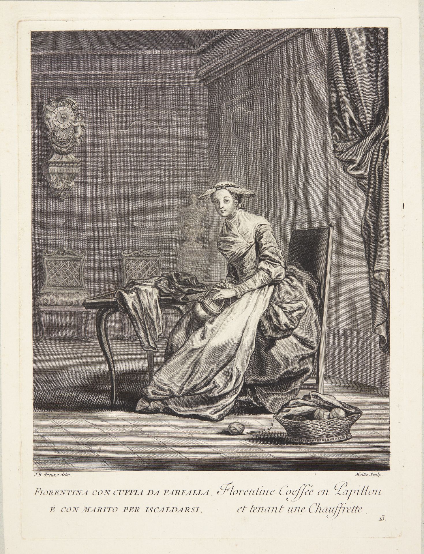 Kvinde fra Firenze (Florentine Coeffée en Papillon et tenant une Chauffrette) by Pierre Etienne Moitte
