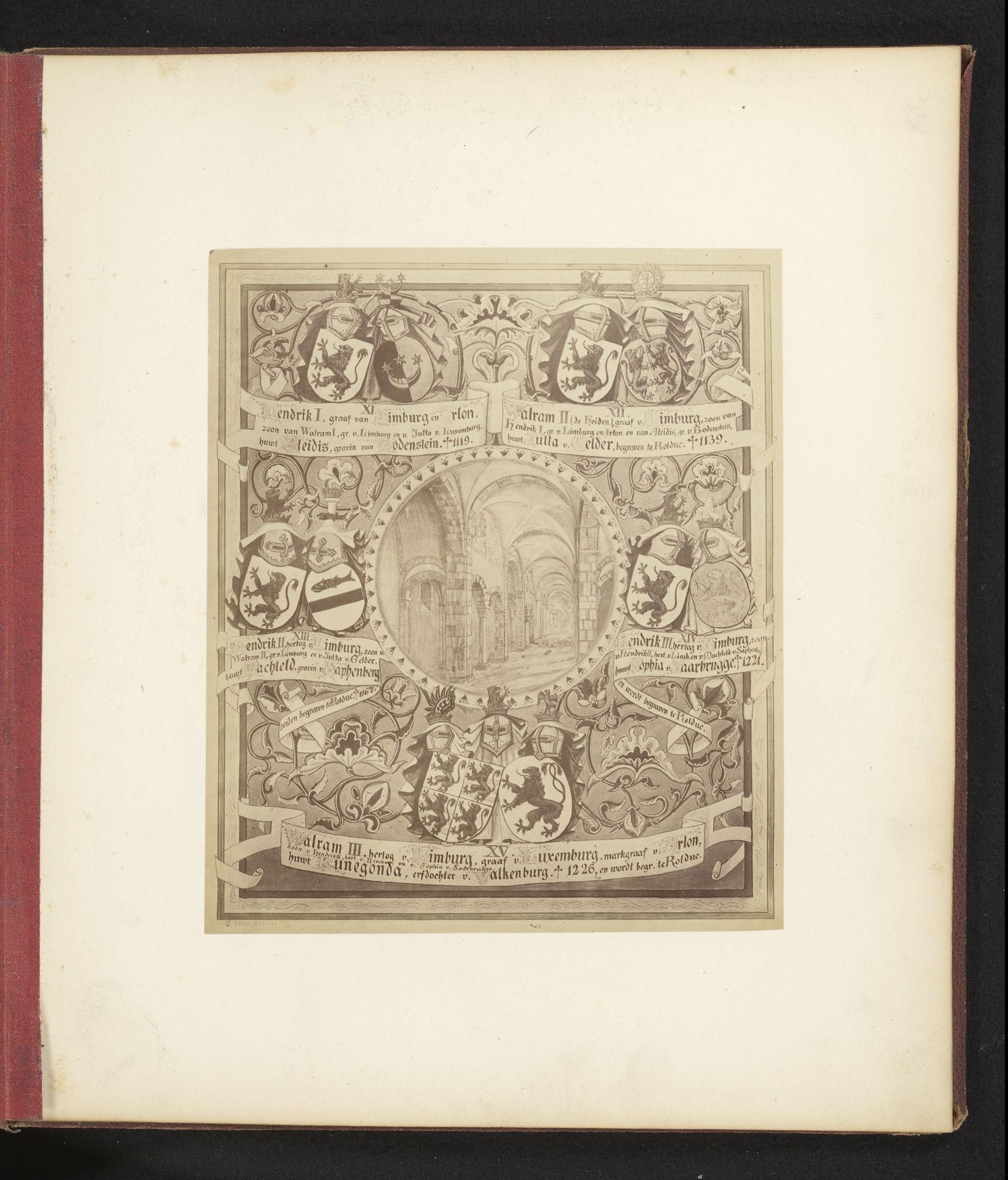 Fotoreproductie van een tekening van een stamboom, van Hendrik I, graaf van Limburg, tot Walram III, graaf van Limburg by Anonymous