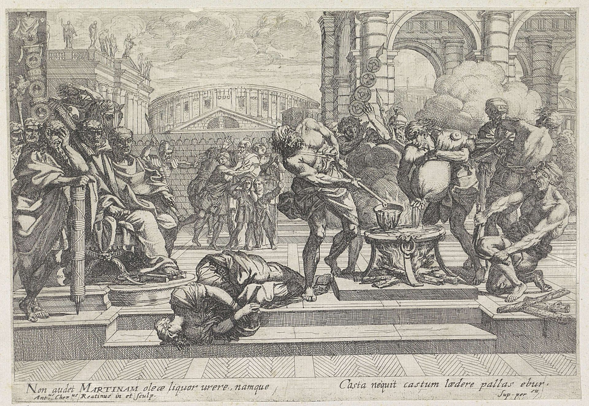 De Heilige Martina gemarteld met kokende olie by Antonio Gherardi