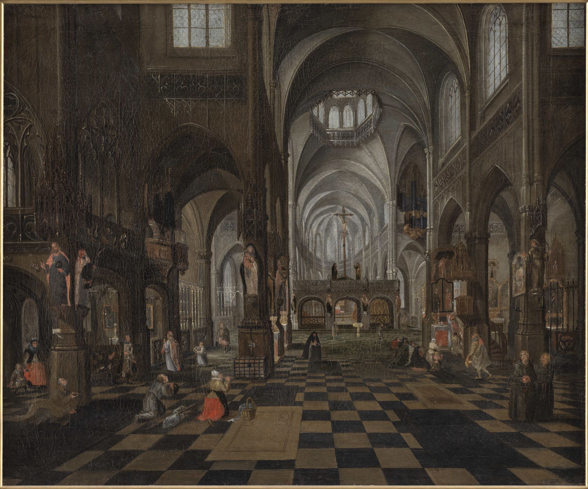 Interior of a Catholic Church by Isaak van Nickelen