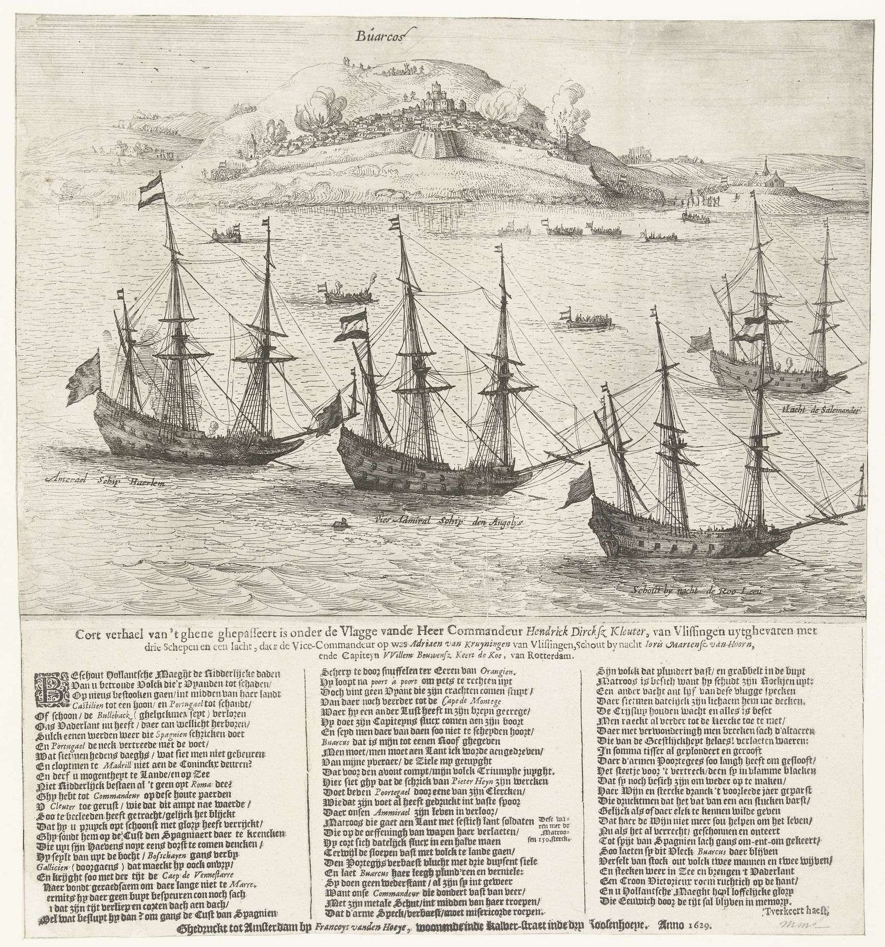 Strooptocht van vier Hollandse schepen op de Portugese kust, 1629 by Anonymous