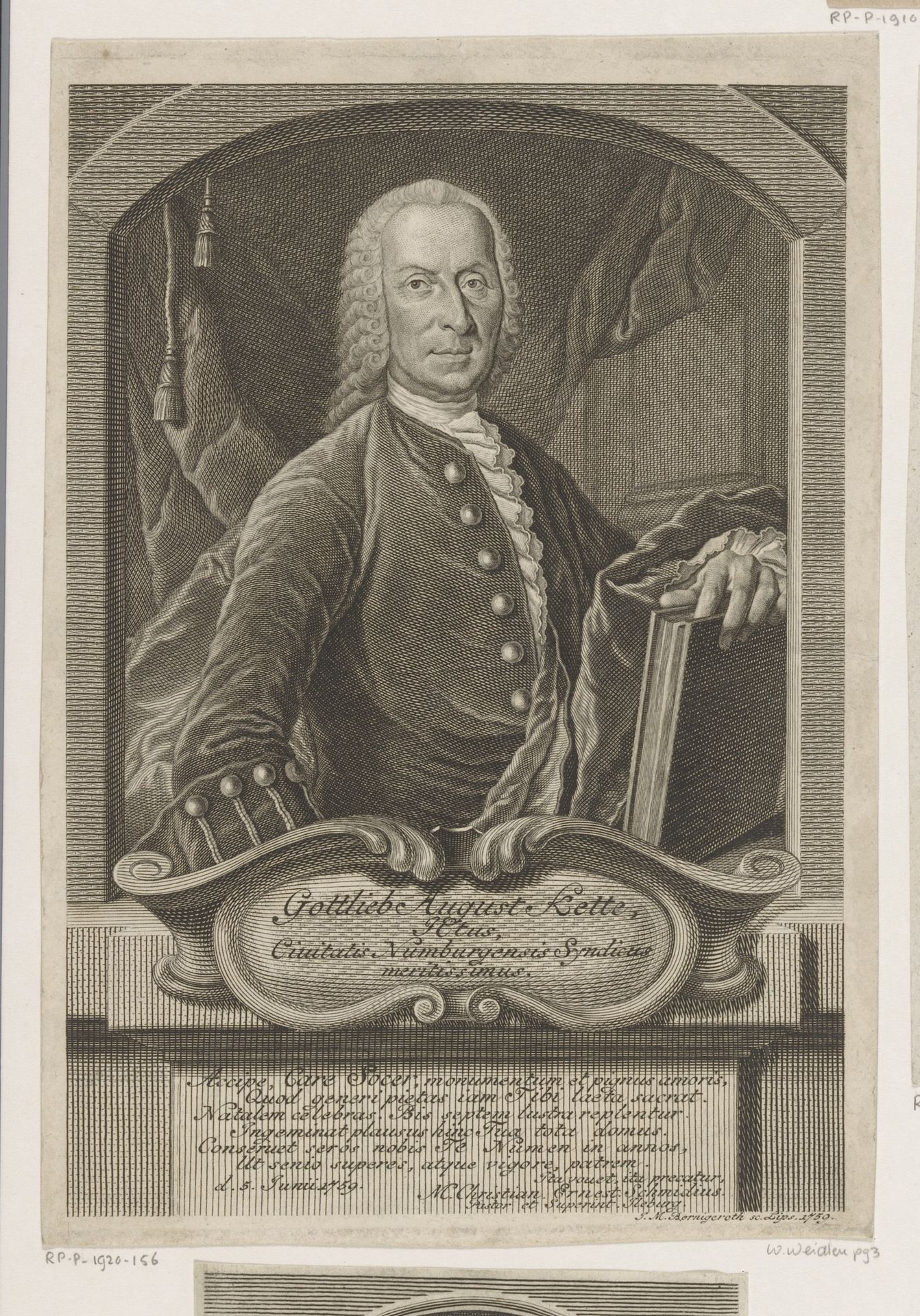Portret van Gottlieb August Kette by Johann Martin Bernigeroth