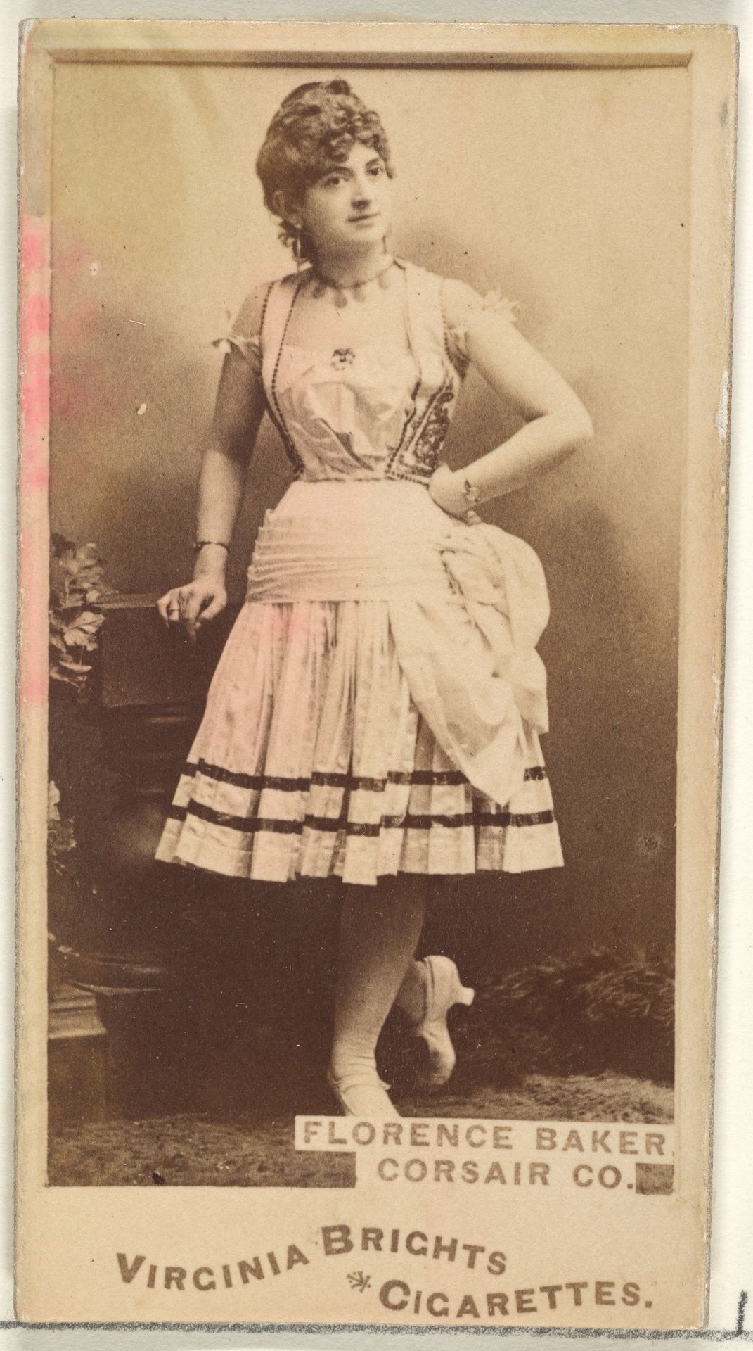 Florence Baker, Corsair Co., from the Actors and Actresses series (N45, Type 1) for Virginia Brights Cigarettes by Allen & Ginter