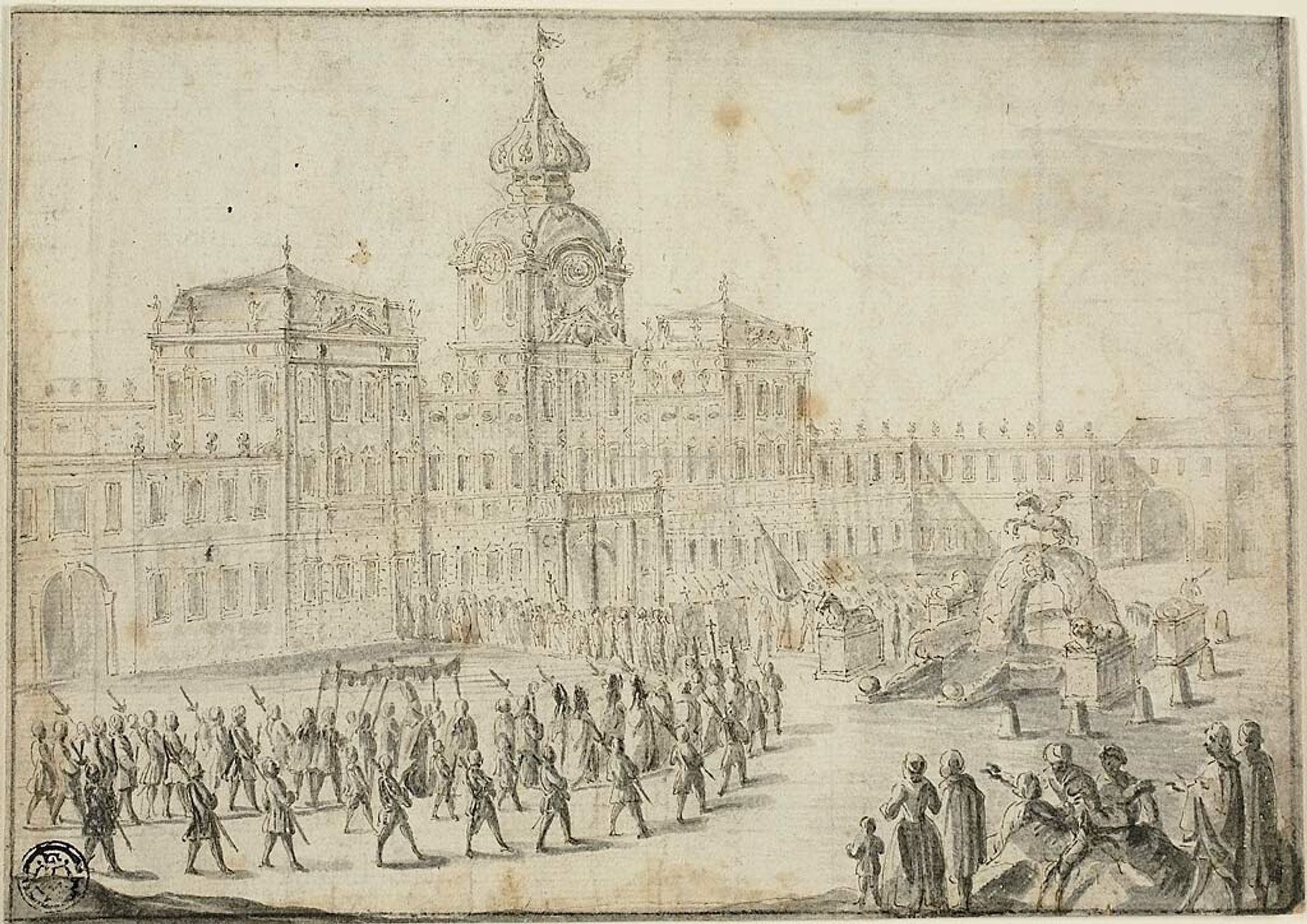Religious Procession Entering Schloss Mirabell, Salzburg by Israel Silvestre