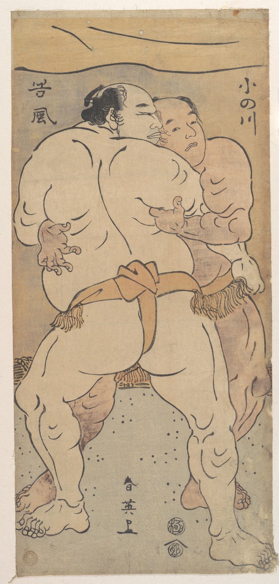 Two Famous Wrestlers Onogawa and Tanikase by Katsukawa Shun'ei