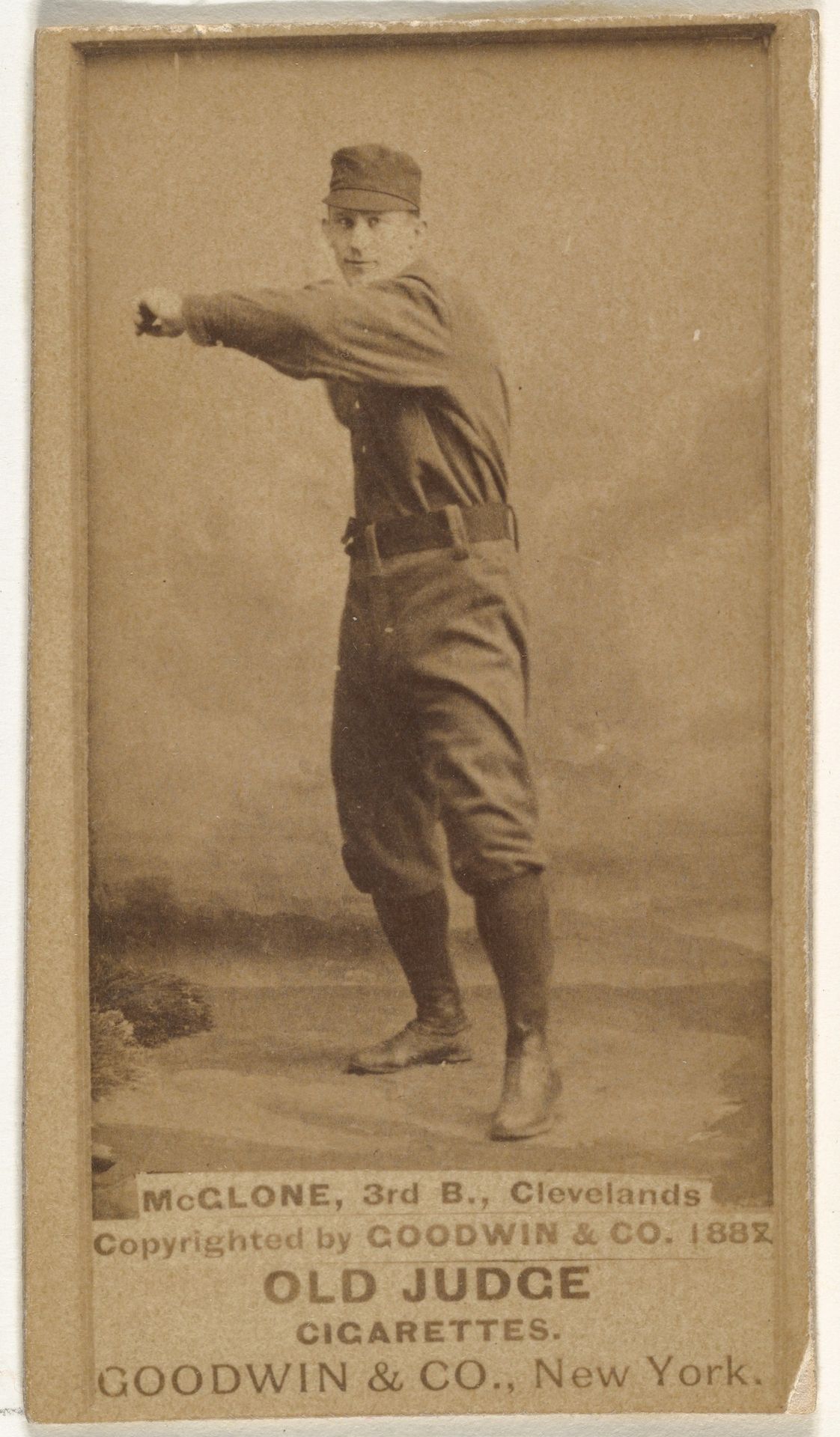 John T. McGlone, 3rd Base, Cleveland, from the Old Judge series (N172) for Old Judge Cigarettes by Goodwin & Company
