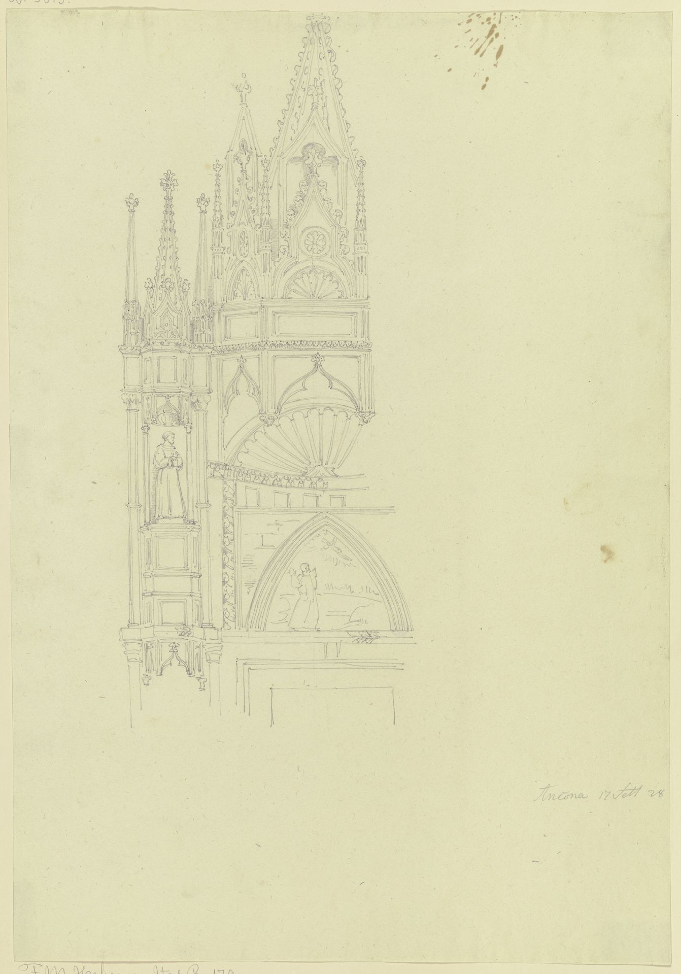 Portal in Ancona, mit einer Stigmatisierung des Heiligen Franziskus im Tympanon by Friedrich Maximilian Hessemer