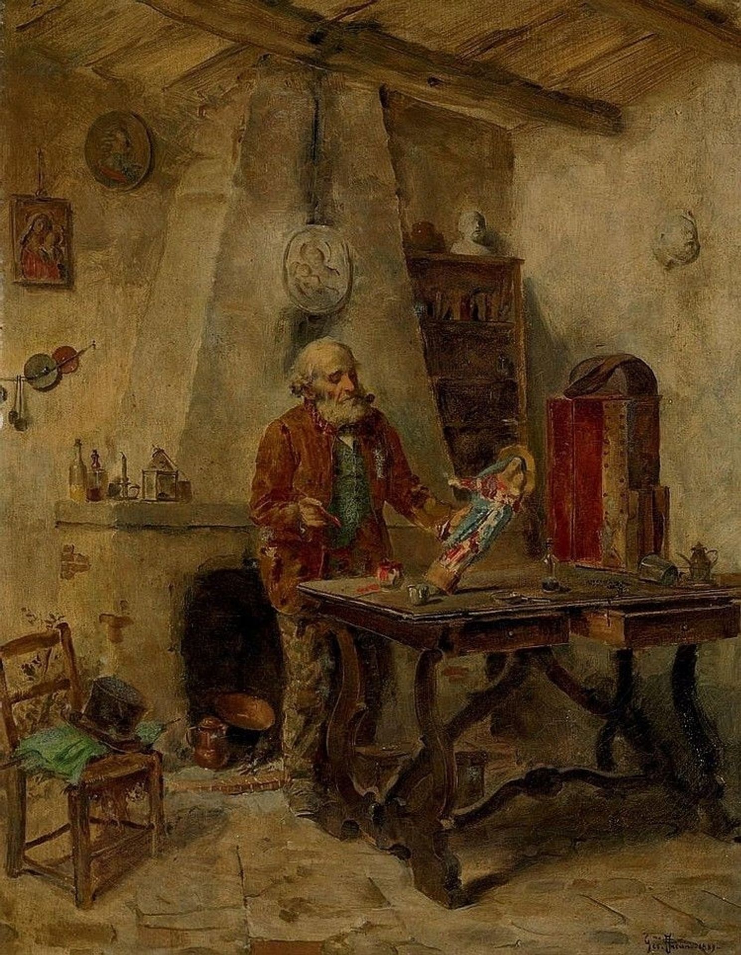 The figurine maker (2nd version) by Gerolamo Induno