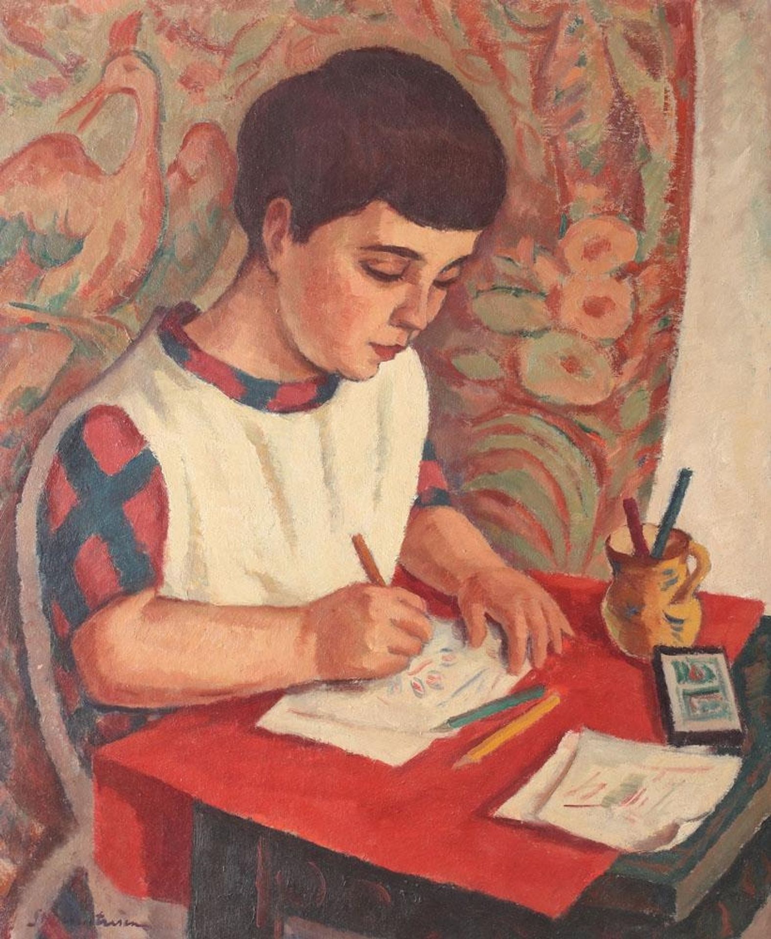 Margareta Drawing (Girl of the Author) by Stefan Dimitrescu