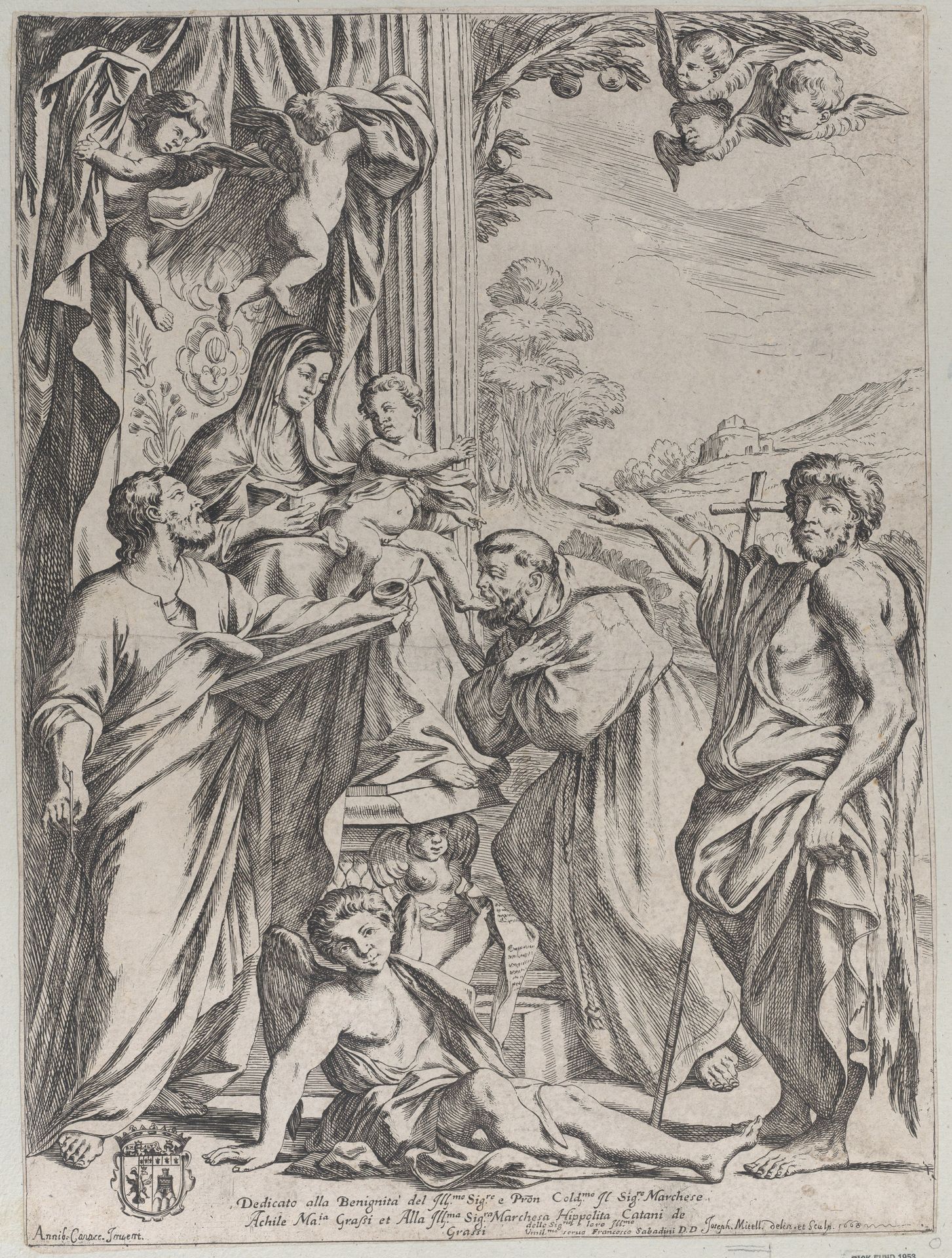 The Virgin Enthroned with Three Saints by Giuseppe Maria Mitelli