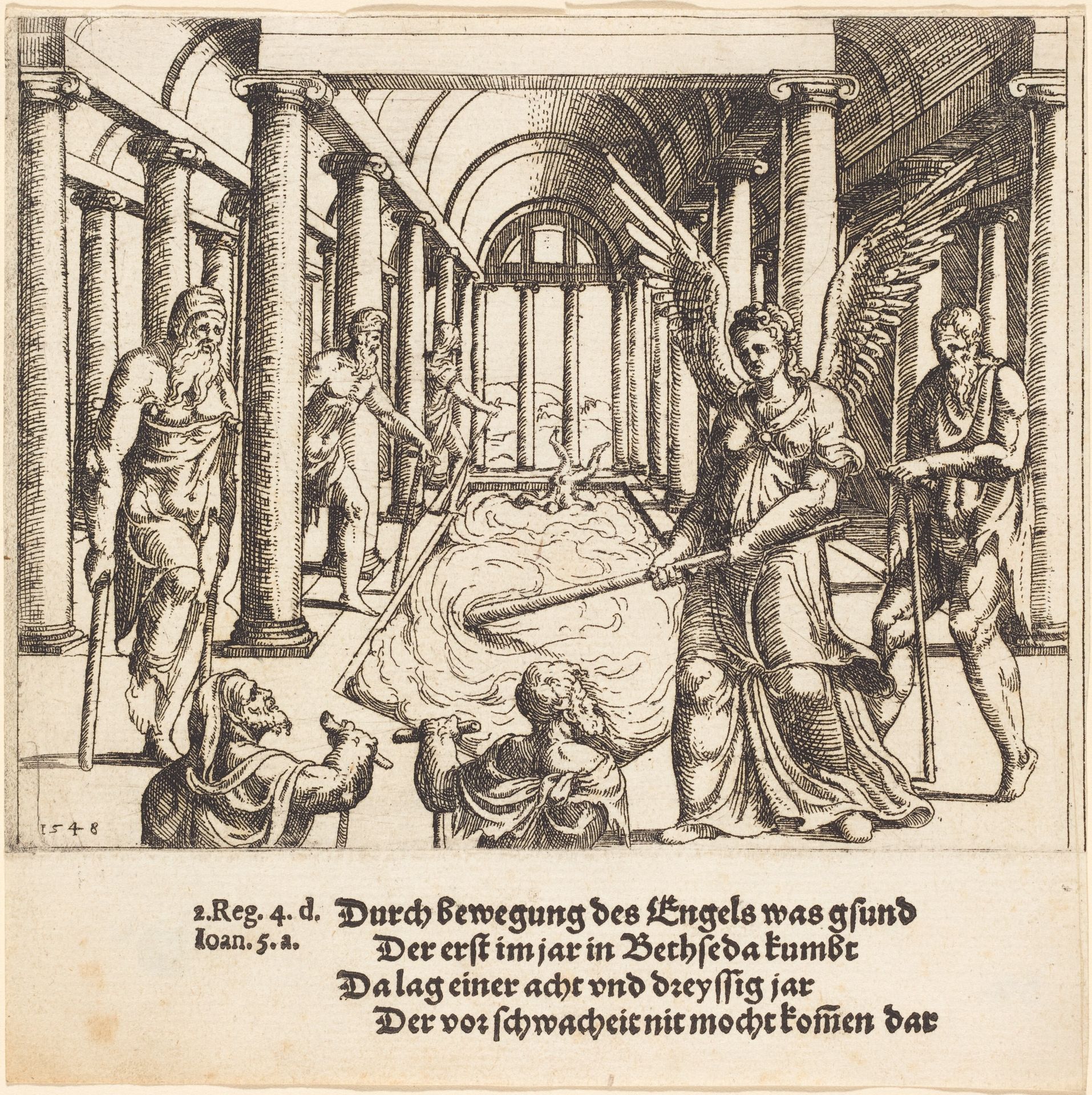 The Angel Agitating the Pool of Bethesda by Augustin Hirschvogel