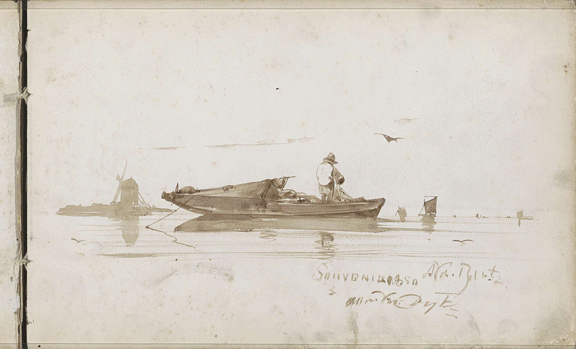 Riviergezicht met vissersboot by Albertus van Beest