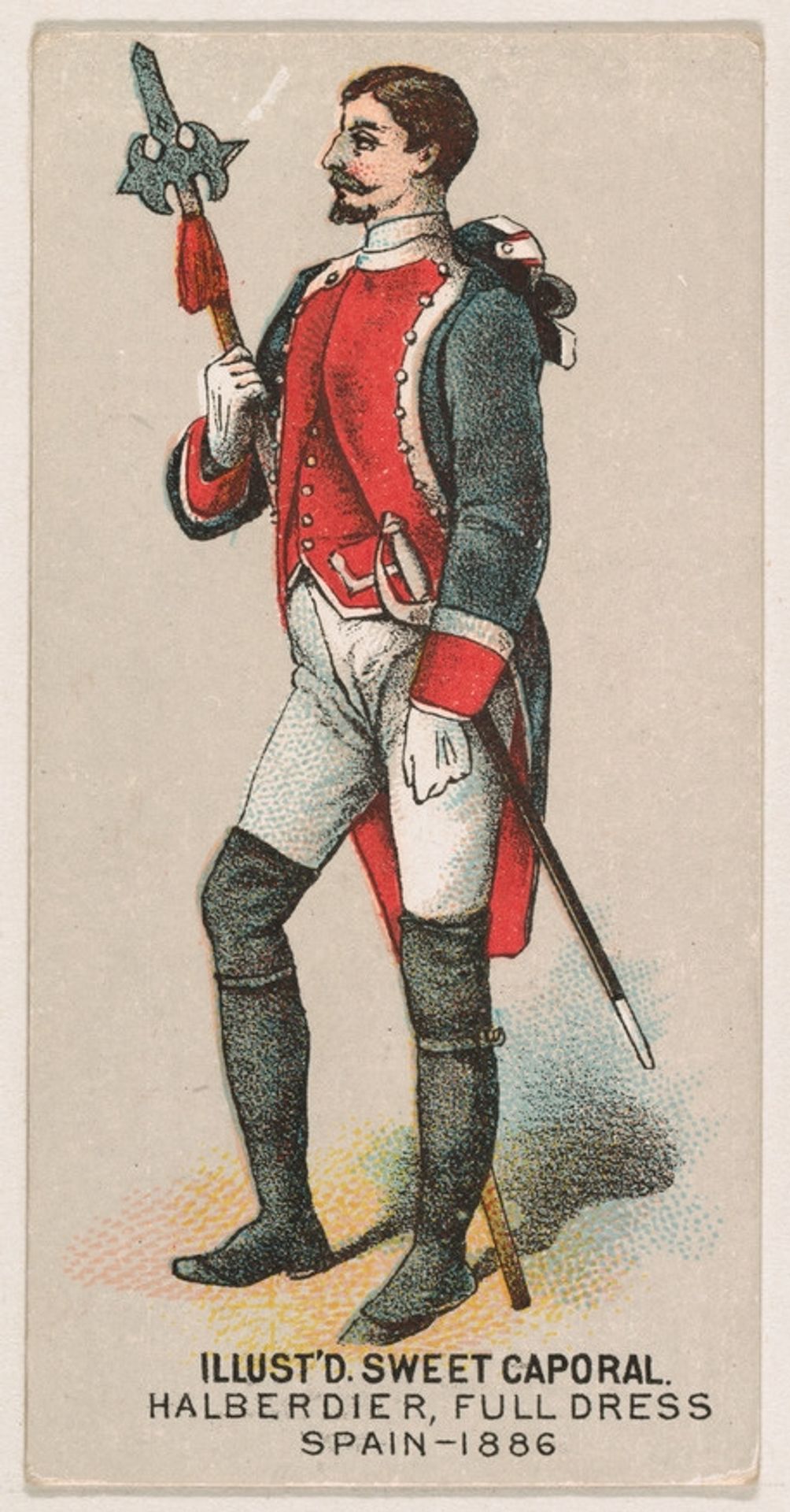 Full Dress, Halberdier, Spain, 1886, from the Military Series (N224) issued by Kinney Tobacco Company to promote Sweet Caporal Cigarettes by Kinney Brothers Tobacco Company