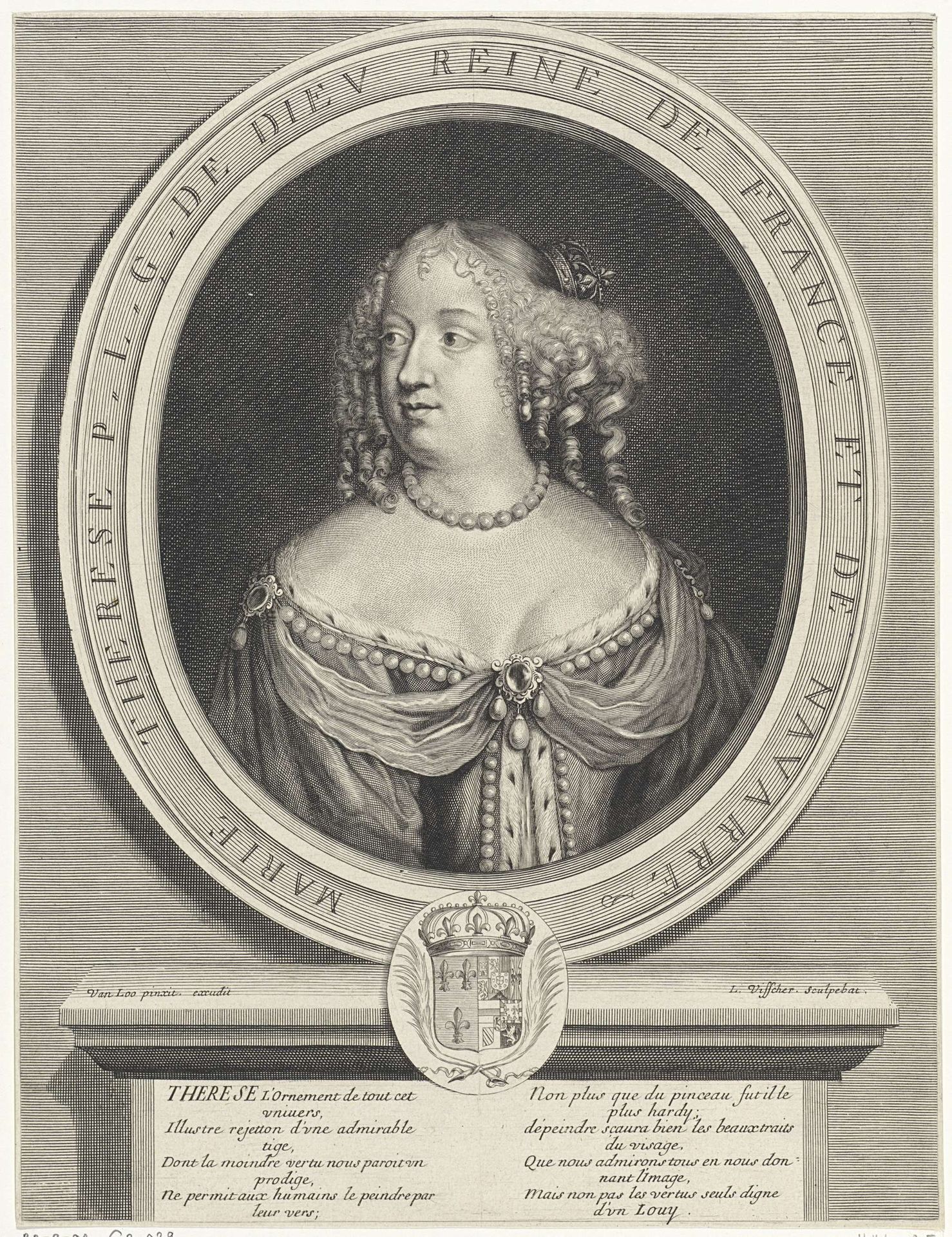 Portret van Maria Theresia, koningin van Frankrijk by Lambert Visscher