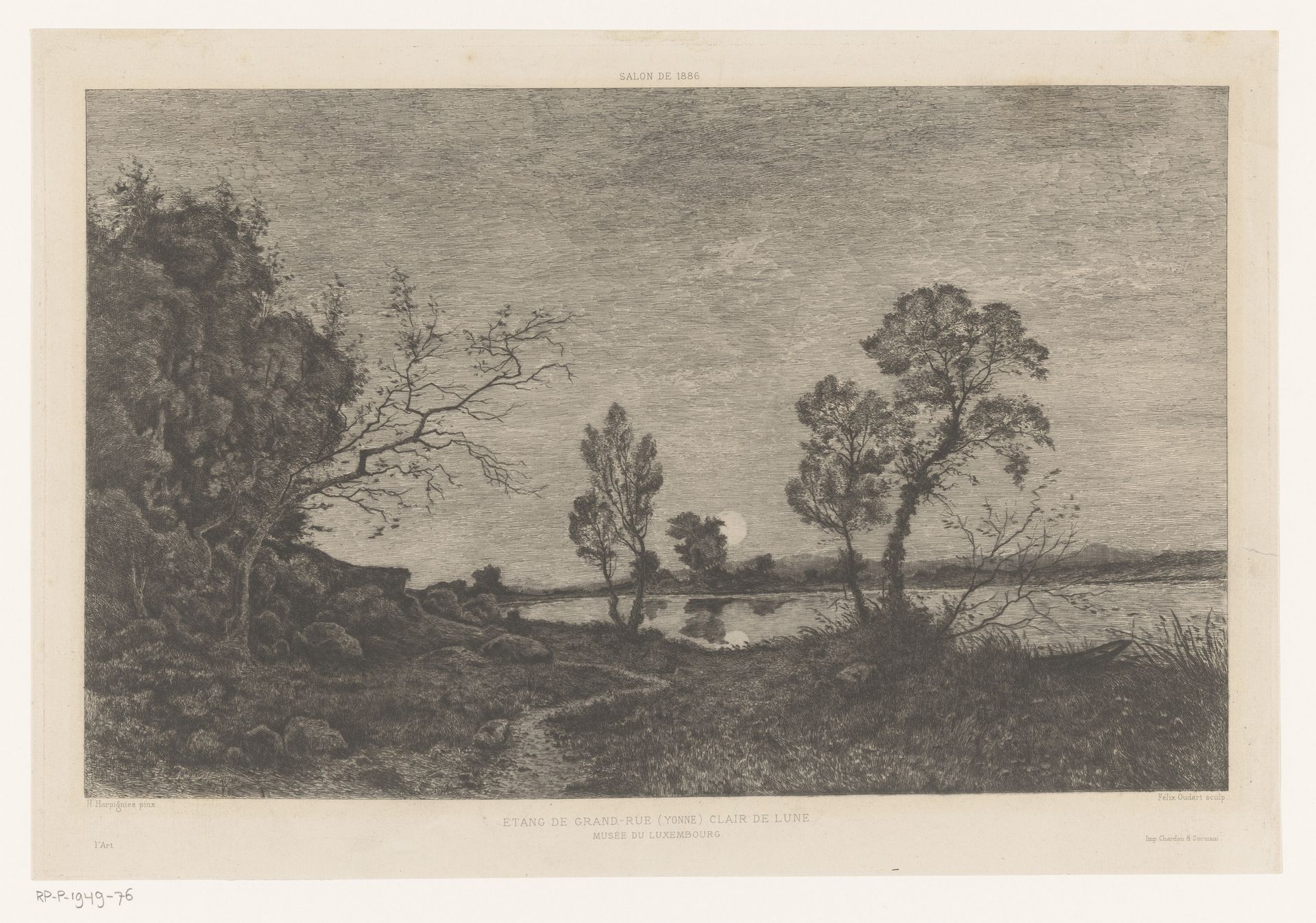 Landschap met meer bij maanlicht by Felix Oudart