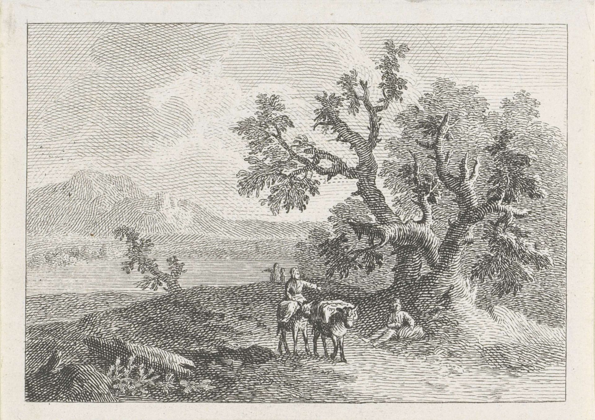 Landschap met figuren en lastdieren by Francesco Bartolozzi
