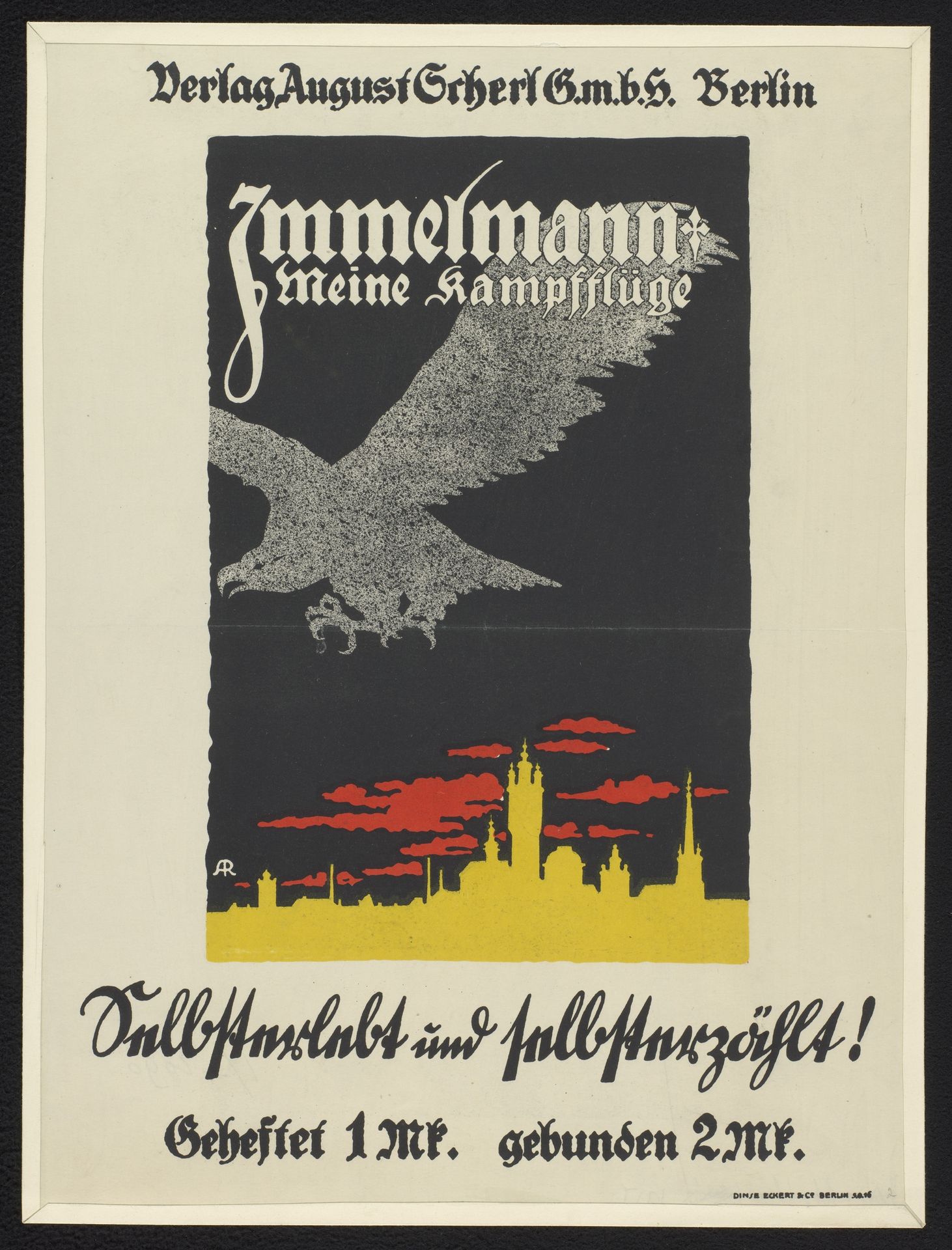 Affiche ter promotie van: Max Immelmann, Meine Kampfflüge, 1917 by A. Rother