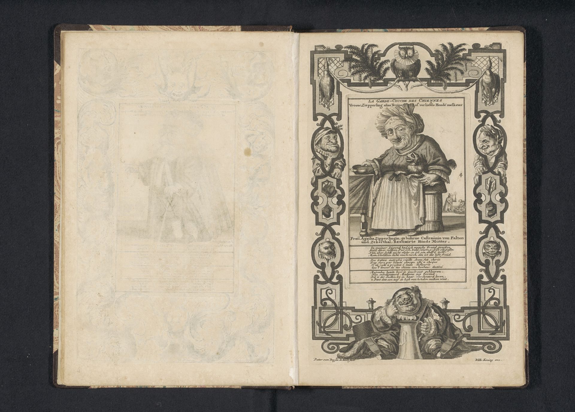 De dwerg Vrouw Ziepperling met hondje, 1716 by Anonymous