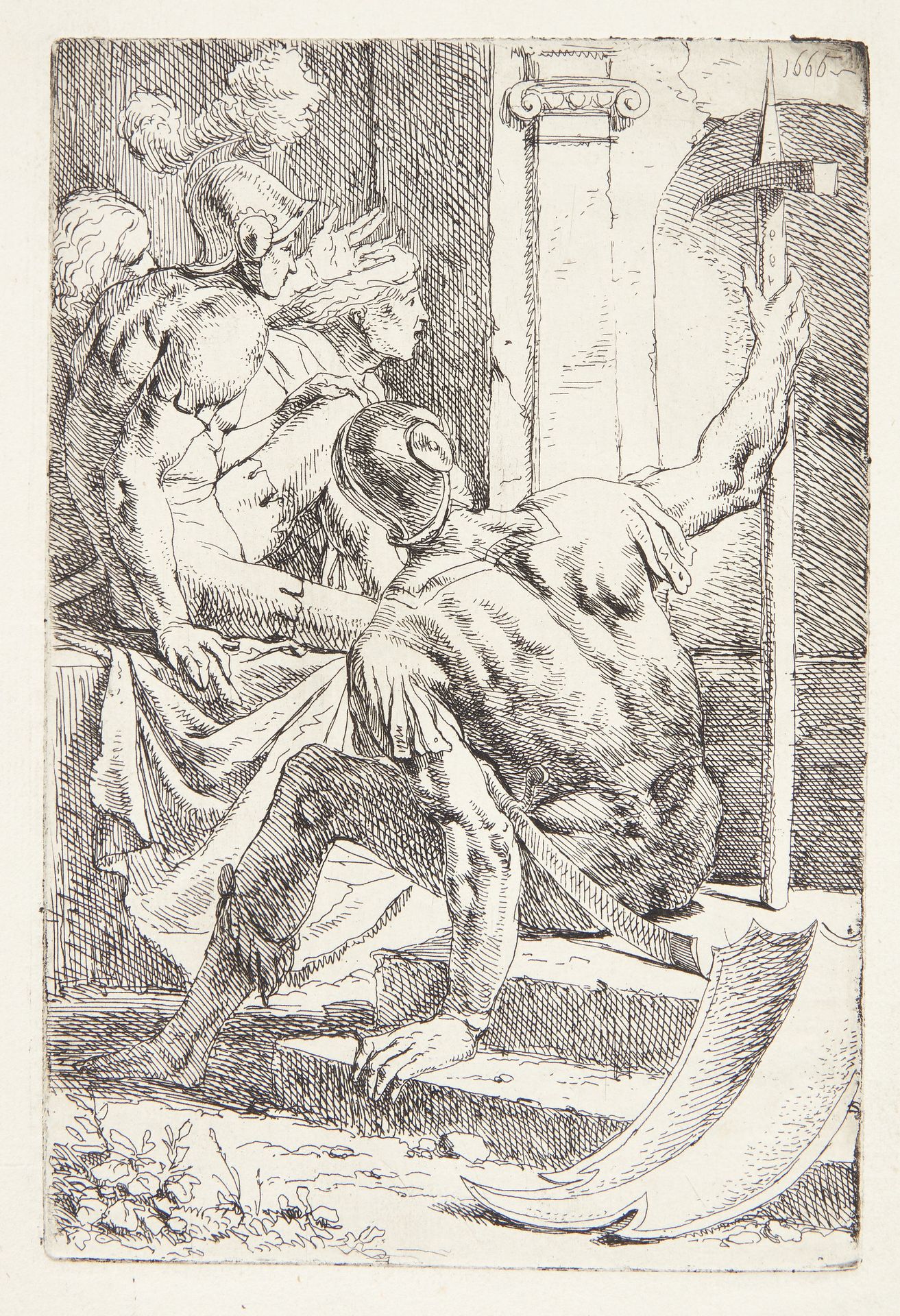 Siddende romersk soldat by Leendert van der Cooghen