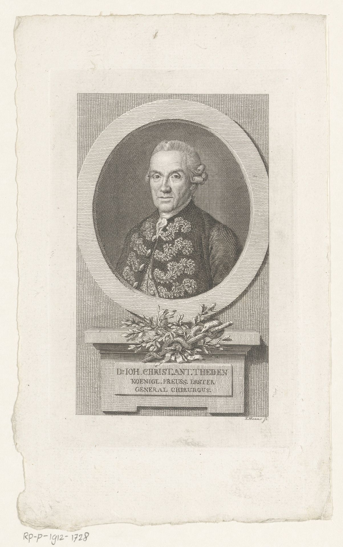 Portret van Johann Christian Anton Theden by Eberhard Siegfried Henne
