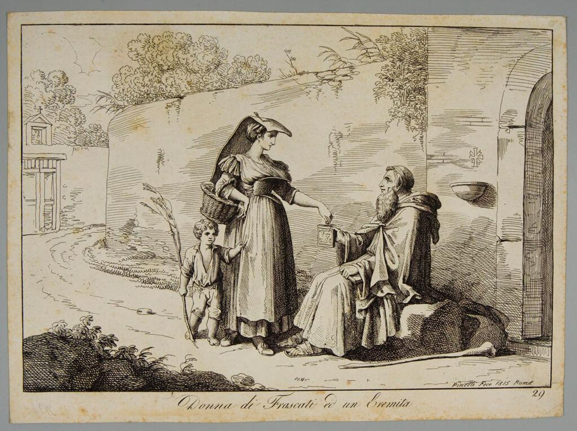 A Woman of Frascati with a Hermit by Bartolomeo Pinelli