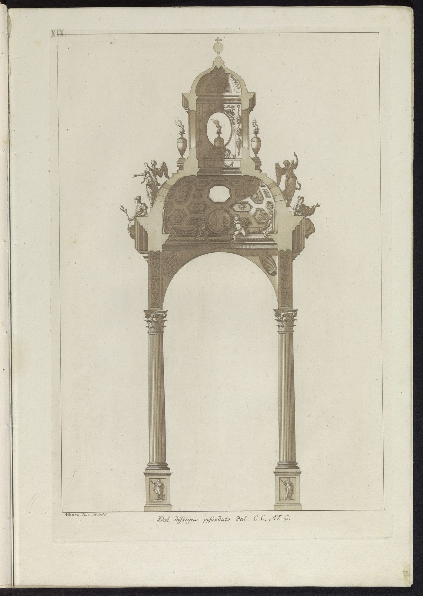 Doorsnede van een baldakijn of kapel by Anonymous