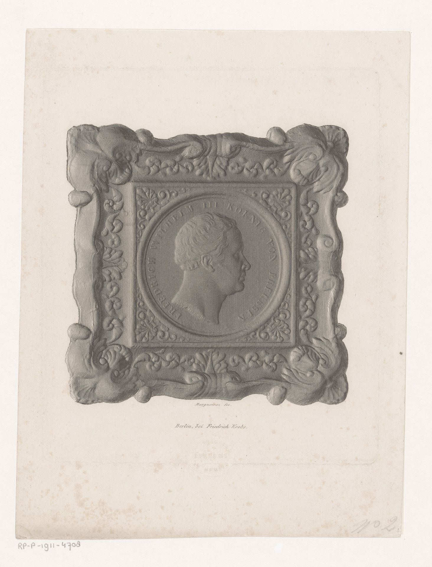 Reliëf met het portret van Frederik Willem III van Pruisen by C.A. Marguairaz