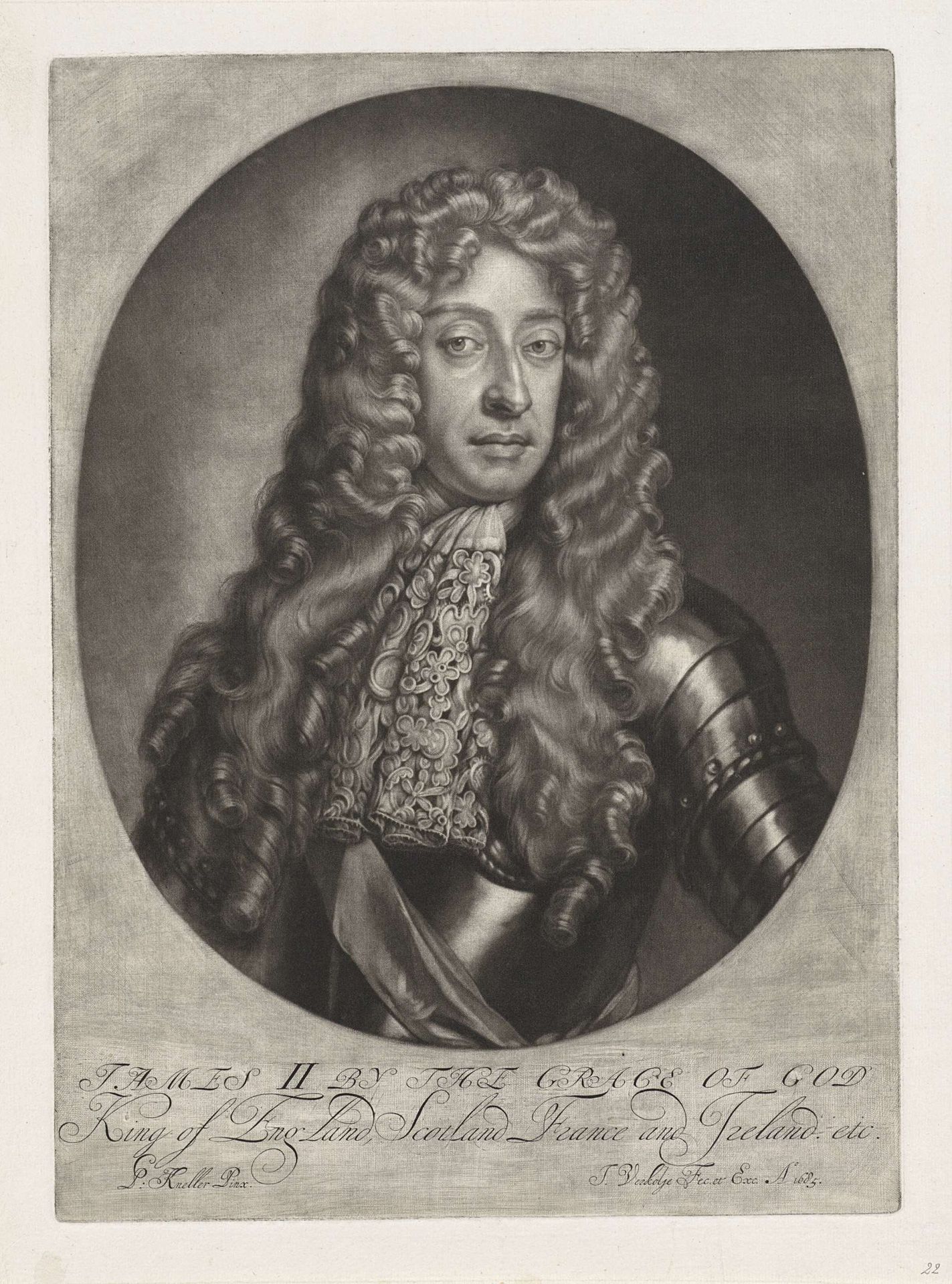 Portret van Jacobus II, koning van Engeland by Jan Verkolje, I