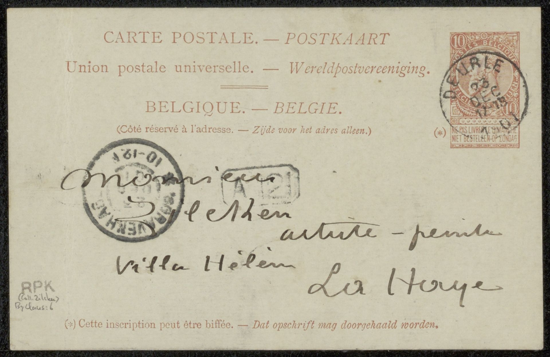 Briefkaart aan Philip Zilcken by Emile Claus