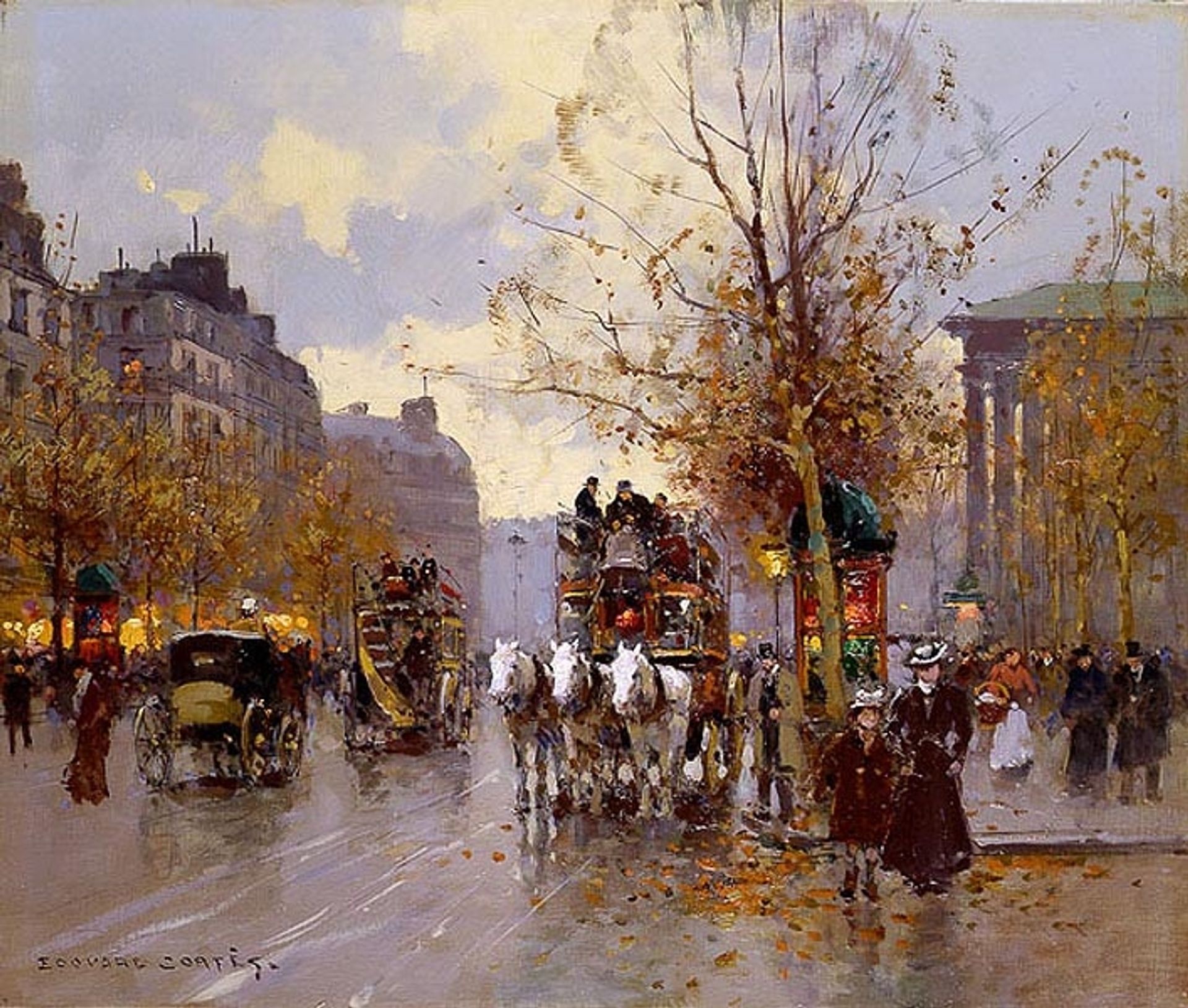 Omnibus on the Place de la Madeleine by Edouard Cortes