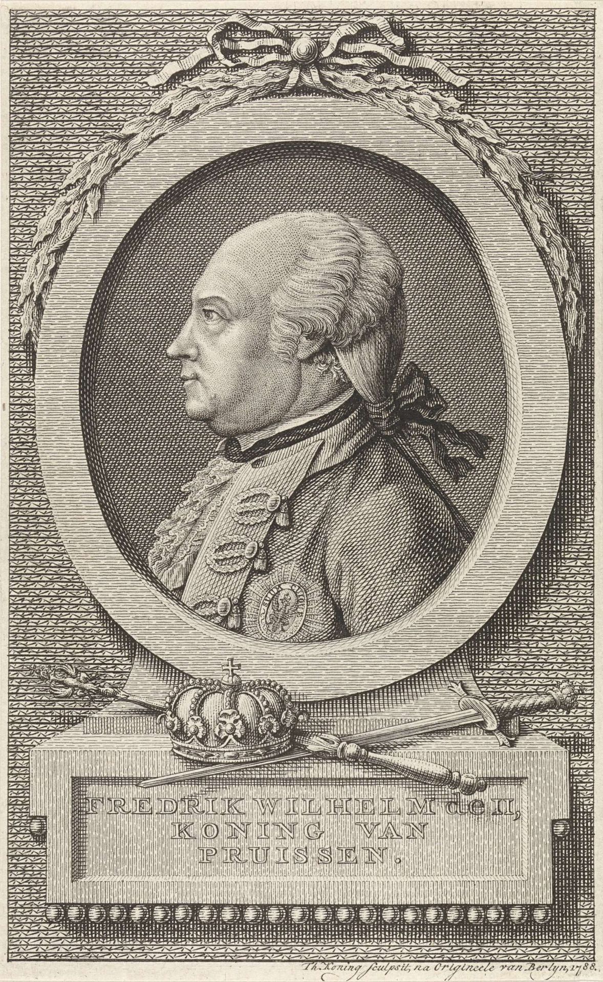 Portret van Frederik Willem II, koning van Pruisen by Theodoor Koning