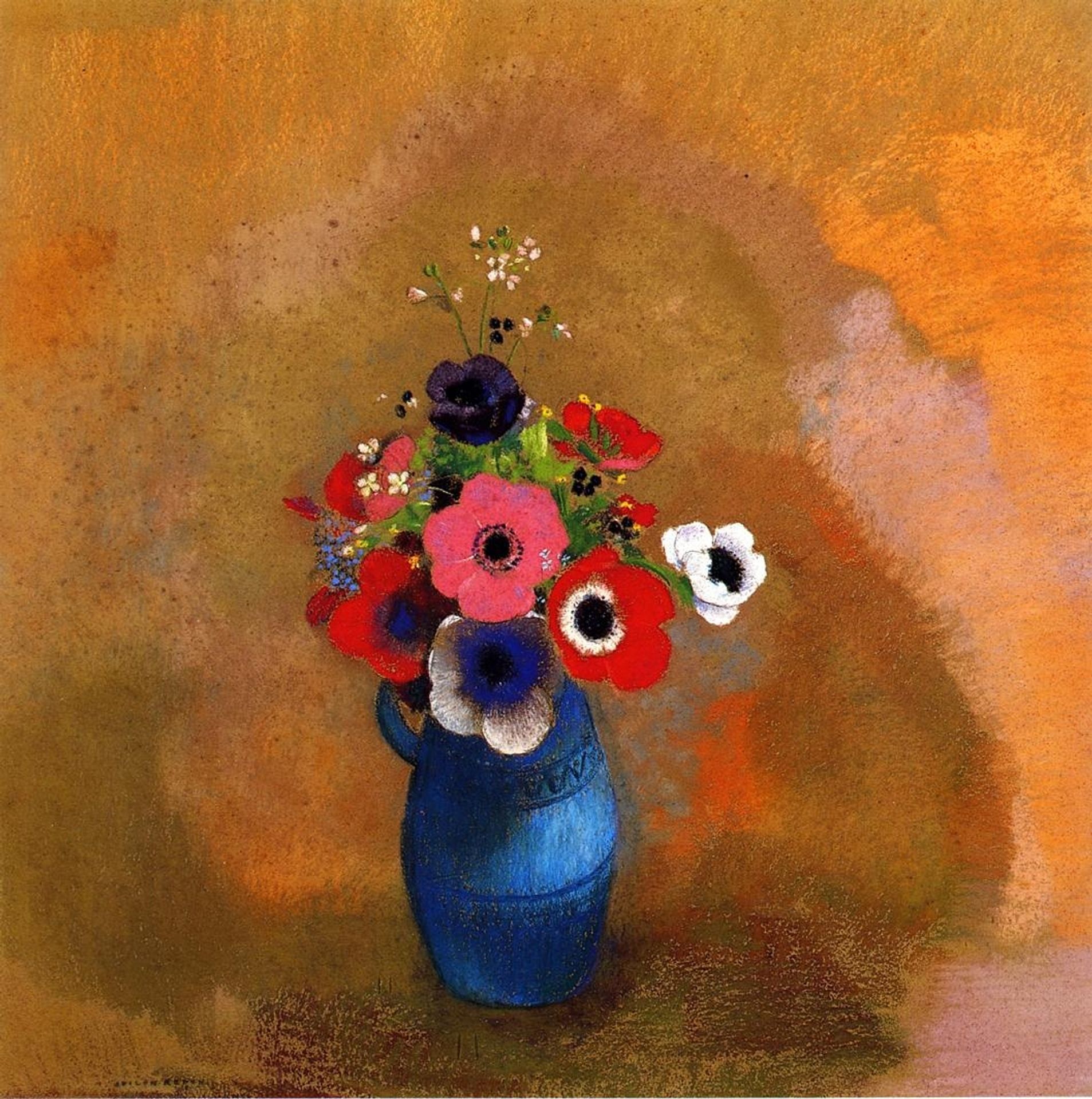 Bouquet of anemones by Odilon Redon