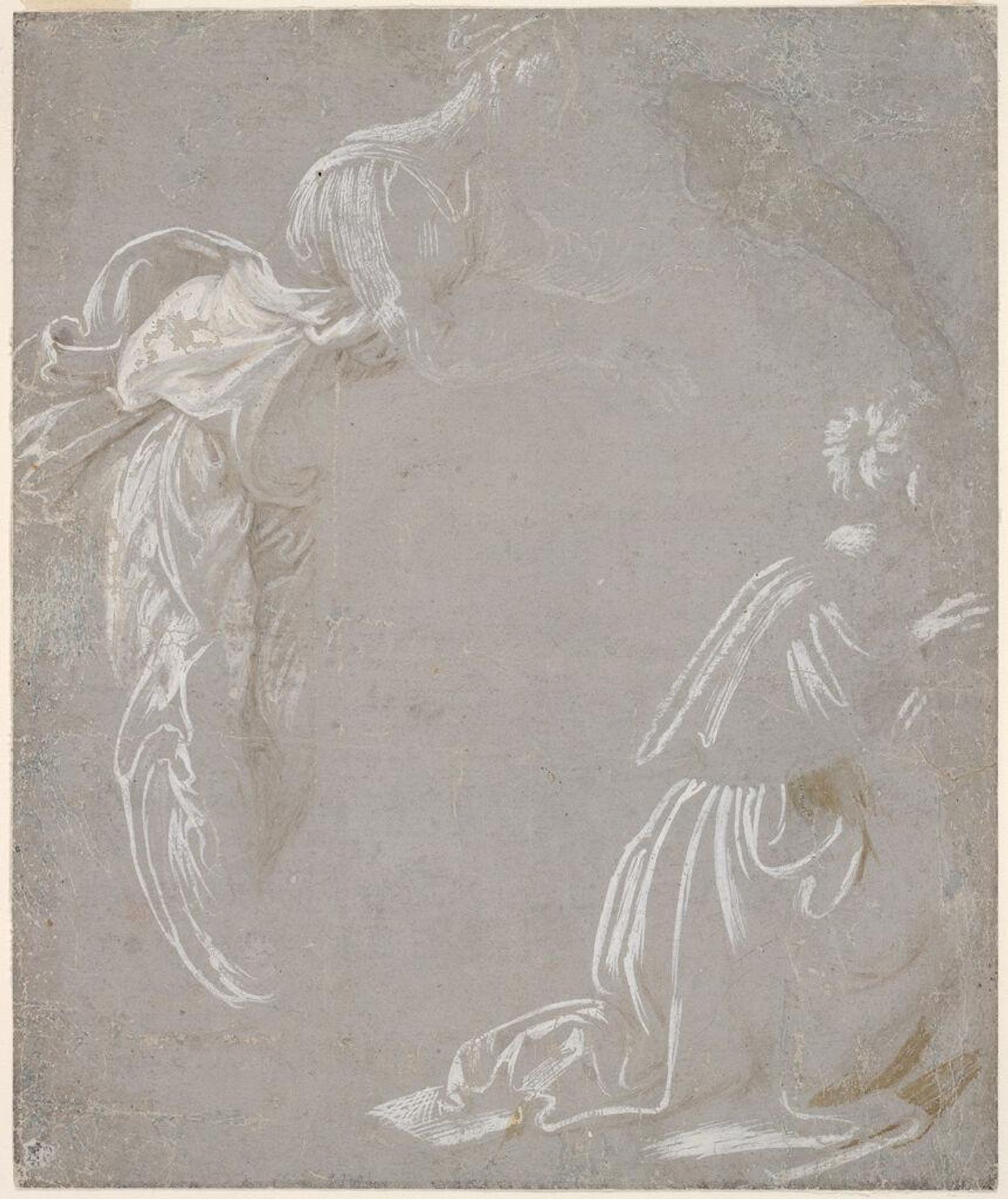 A Female Figure Leaning Forward and a Figure of a Kneeling Man by Filippino Lippi