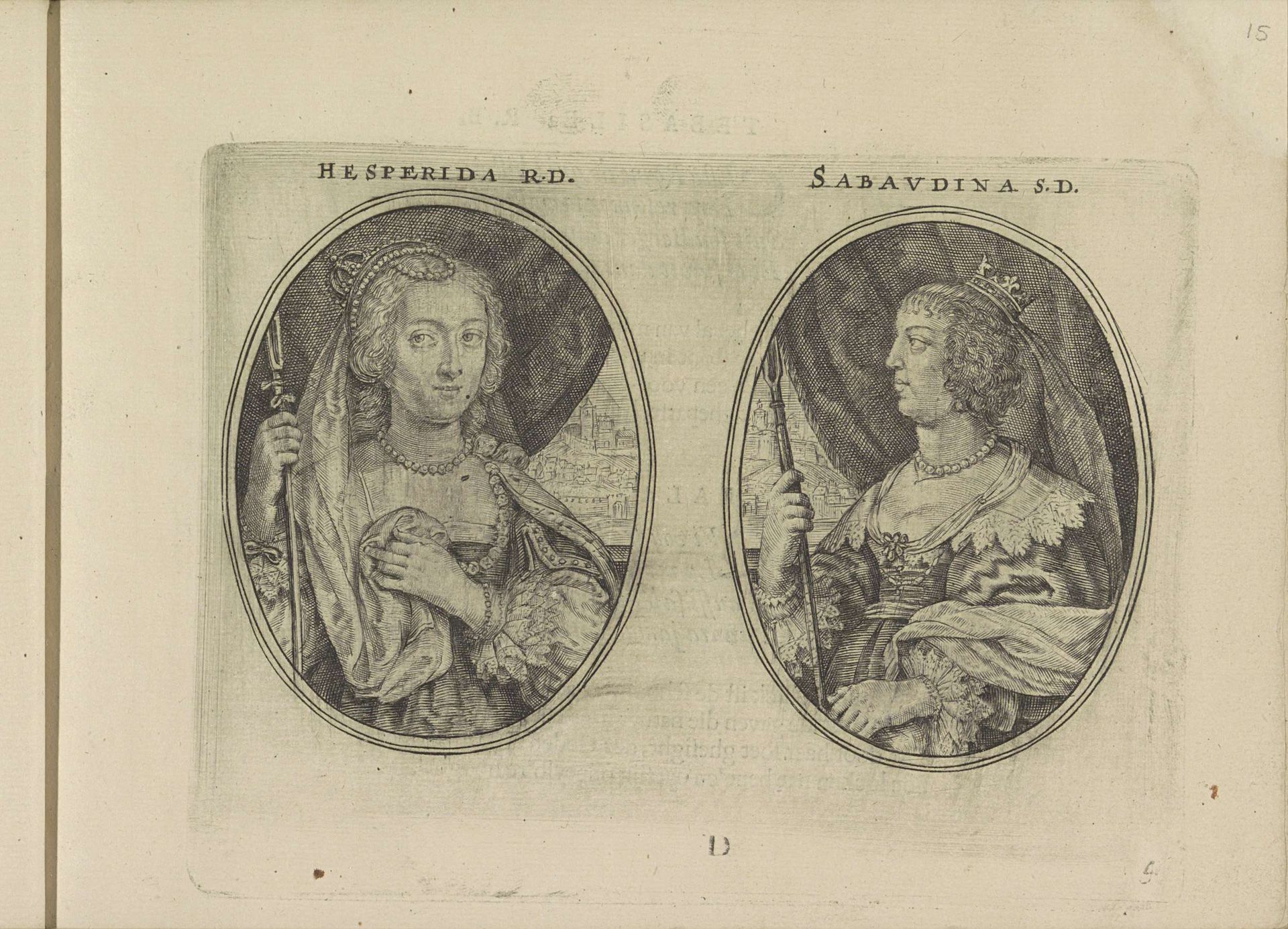 Portretten van de koningin van Denemarken en Maria de Nemours, hertogin van Savoye, beiden als herderin by Crispijn van de (II) Passe