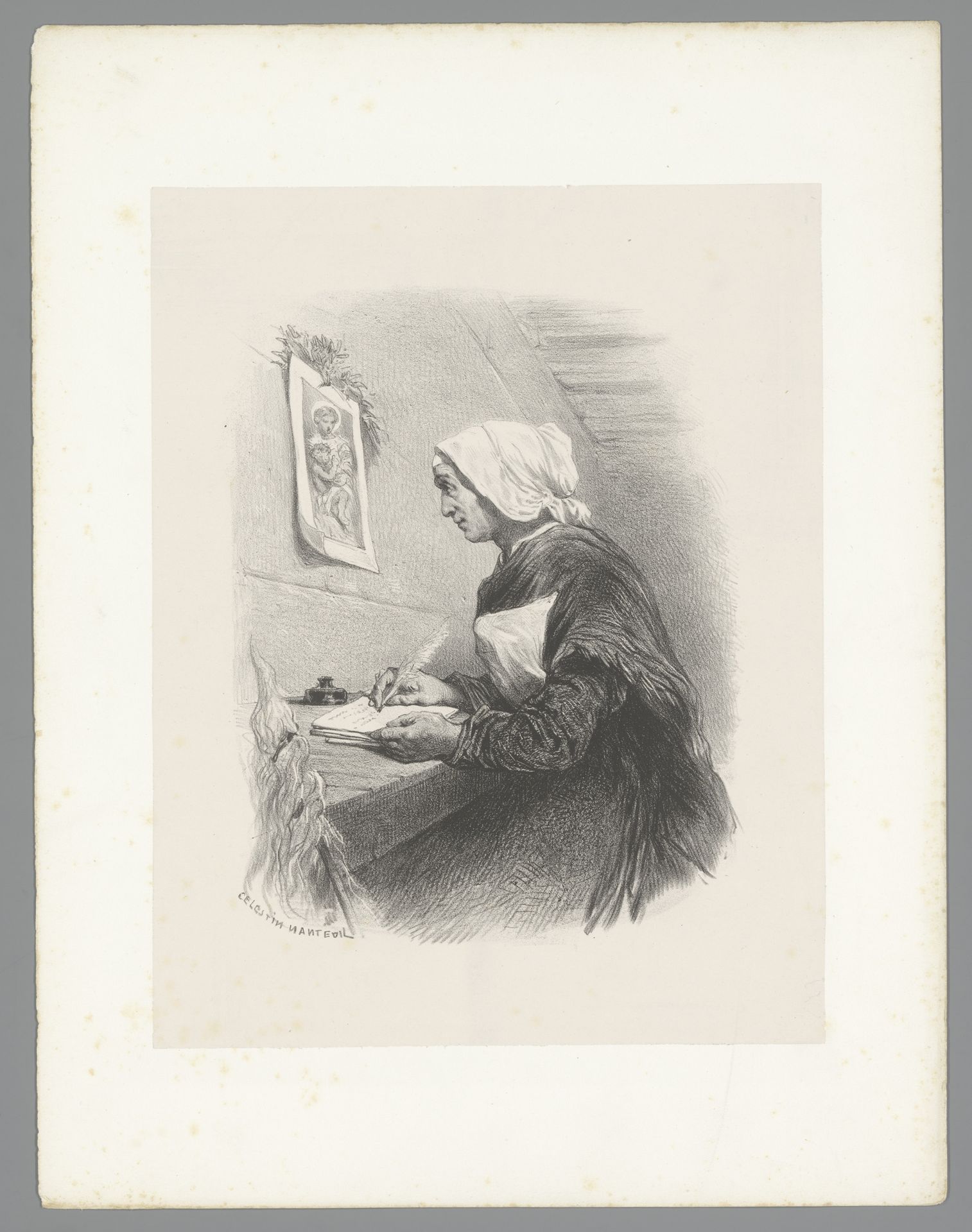 Schrijvende vrouw by Célestin Nanteuil