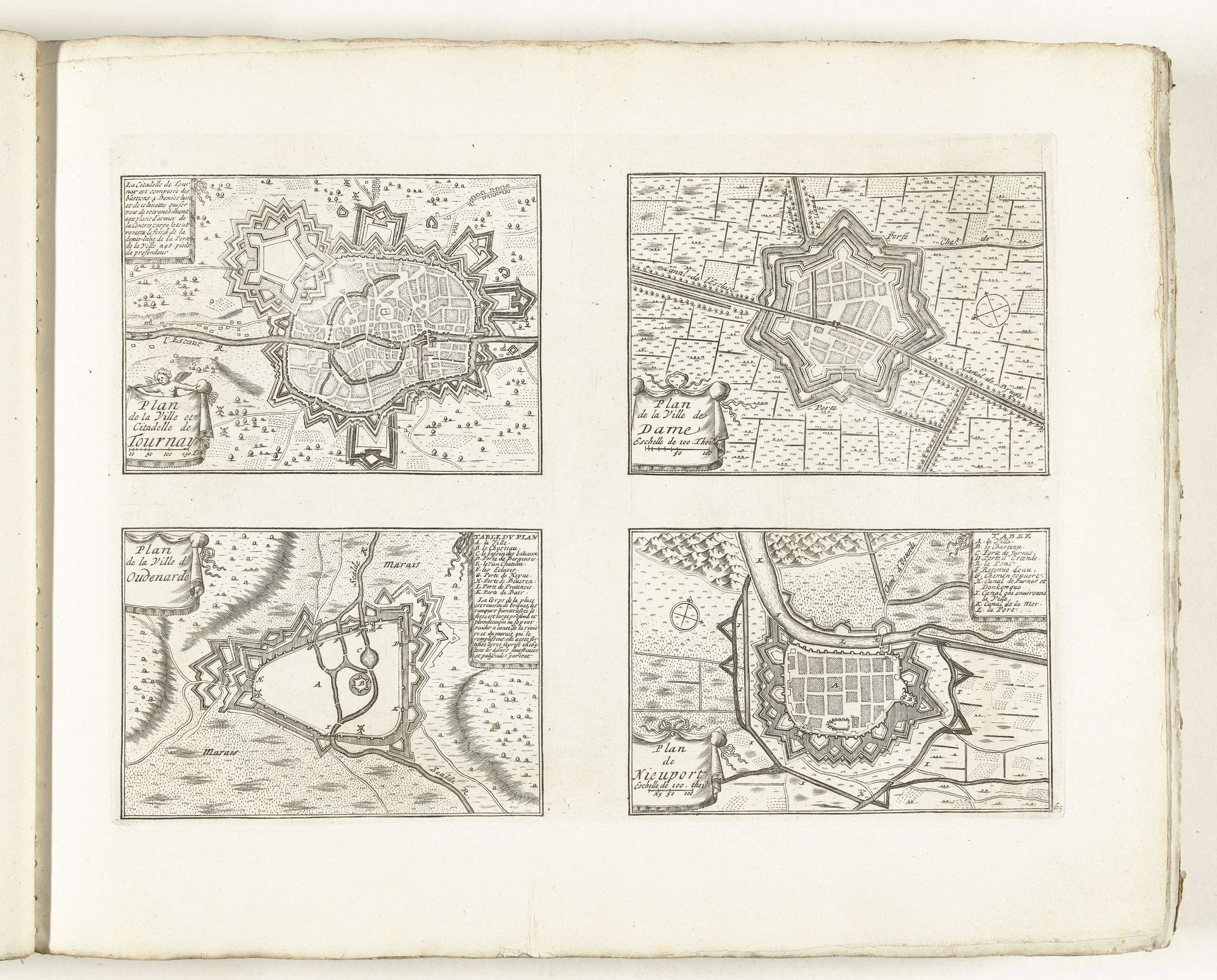 Plattegronden van Tournai, Damme, Oudenaarde en Nieuwpoort, ca. 1702 by Anonymous