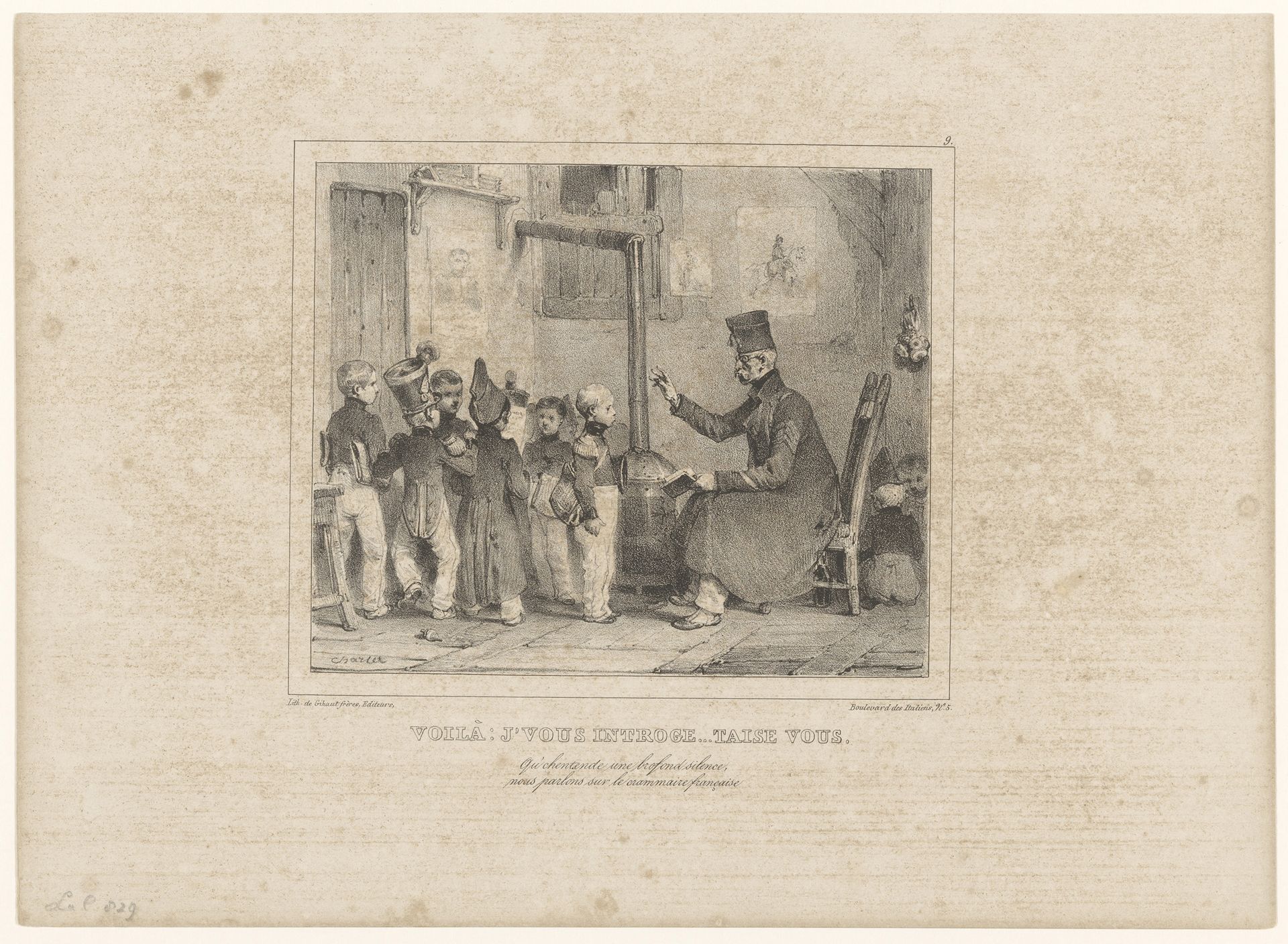 Oude sergeant geeft een groep jongens les by Nicolas Toussaint Charlet