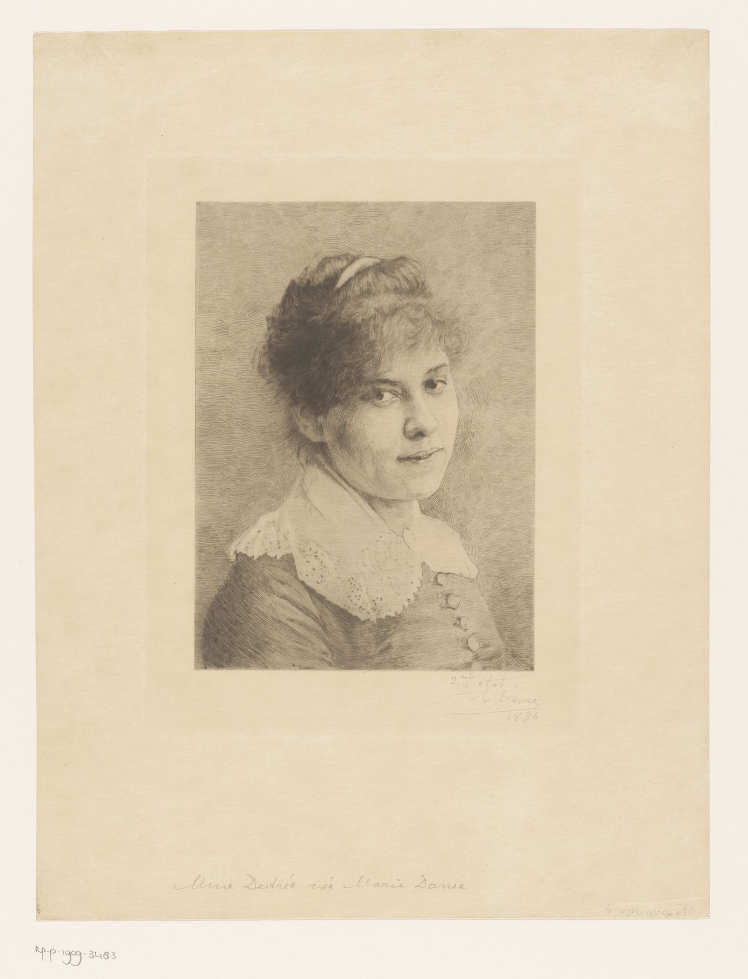 Portret van de dochter van de kunstenaar, Marie Danse by Auguste Danse