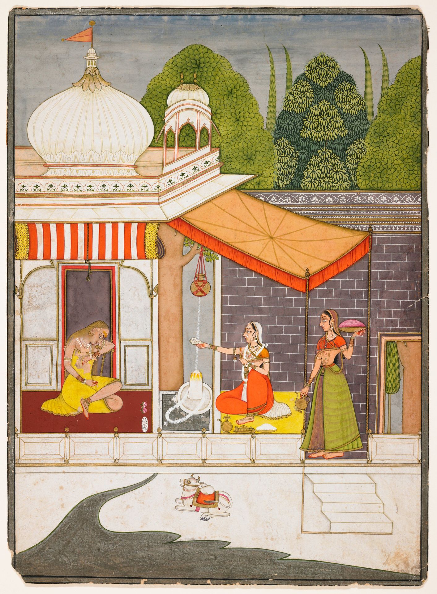 Bhairavi Ragini in Attitude of Renunciation with Ladies-in-Waiting by Anonymous